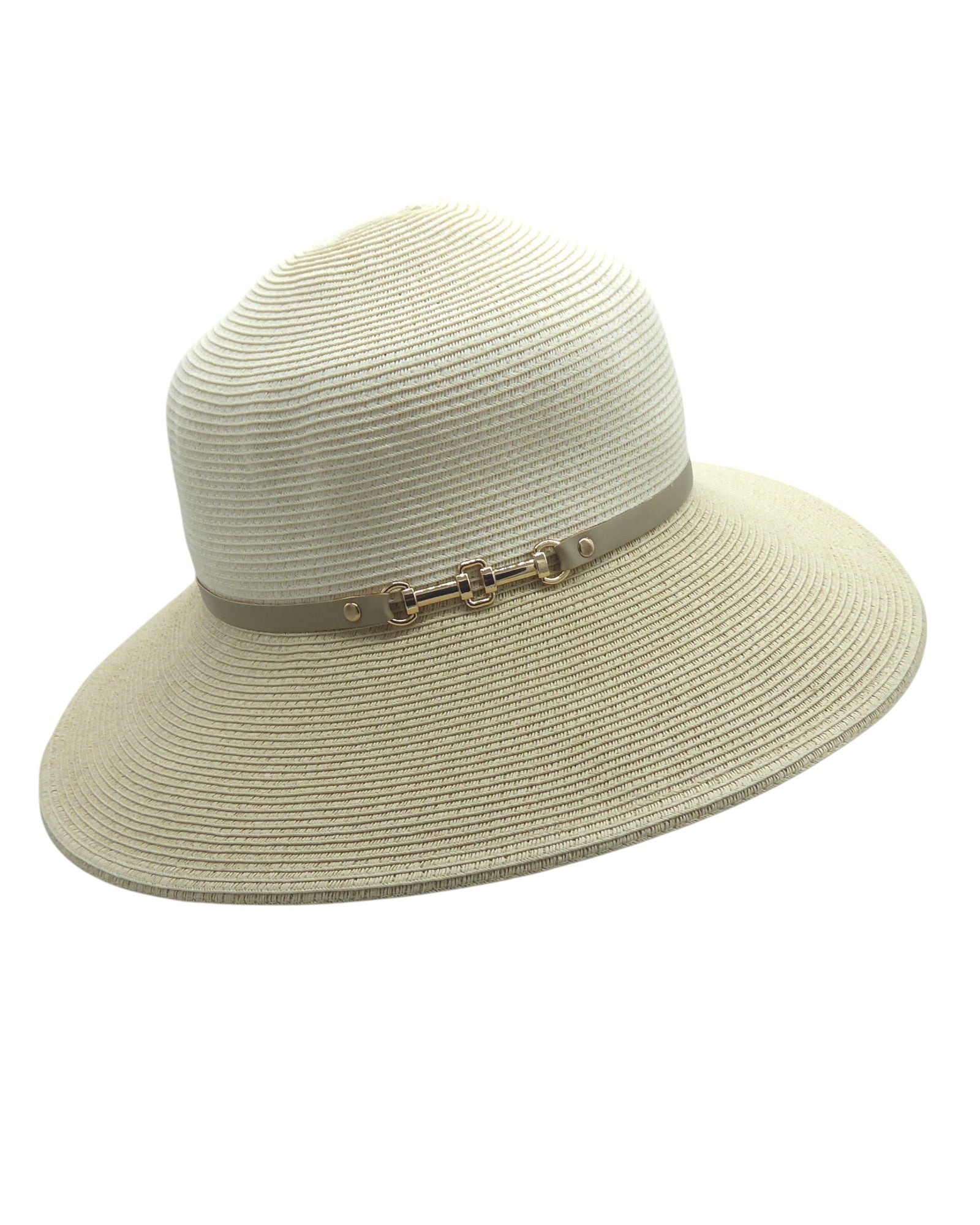 Chapeau 2 couleurs Large bande en simili cuir avec boucle