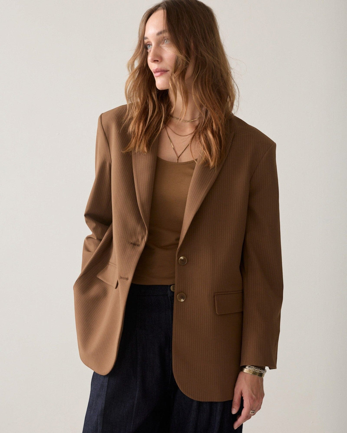 Blazer Pinstripe Blazer Summum Woman 756 Sephia Brown 36