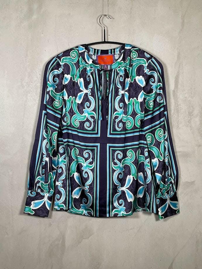 Bluse 1/1 Arm RH mit Druck und Streifen Bluse Lieblingsstück 490P2 navy 36