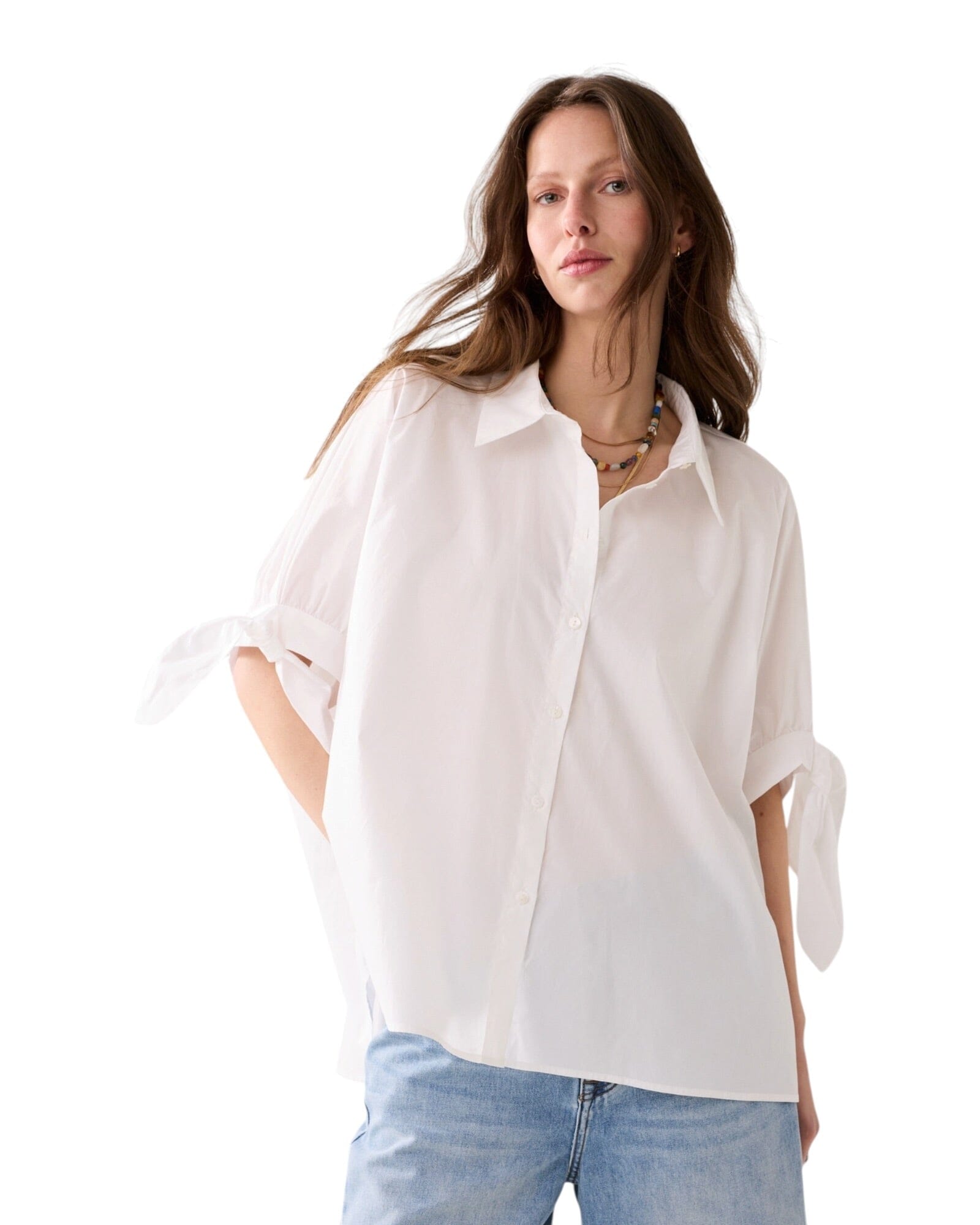 Bluse Crispy Poplin Bluse Summum Woman 115 Offwhite S