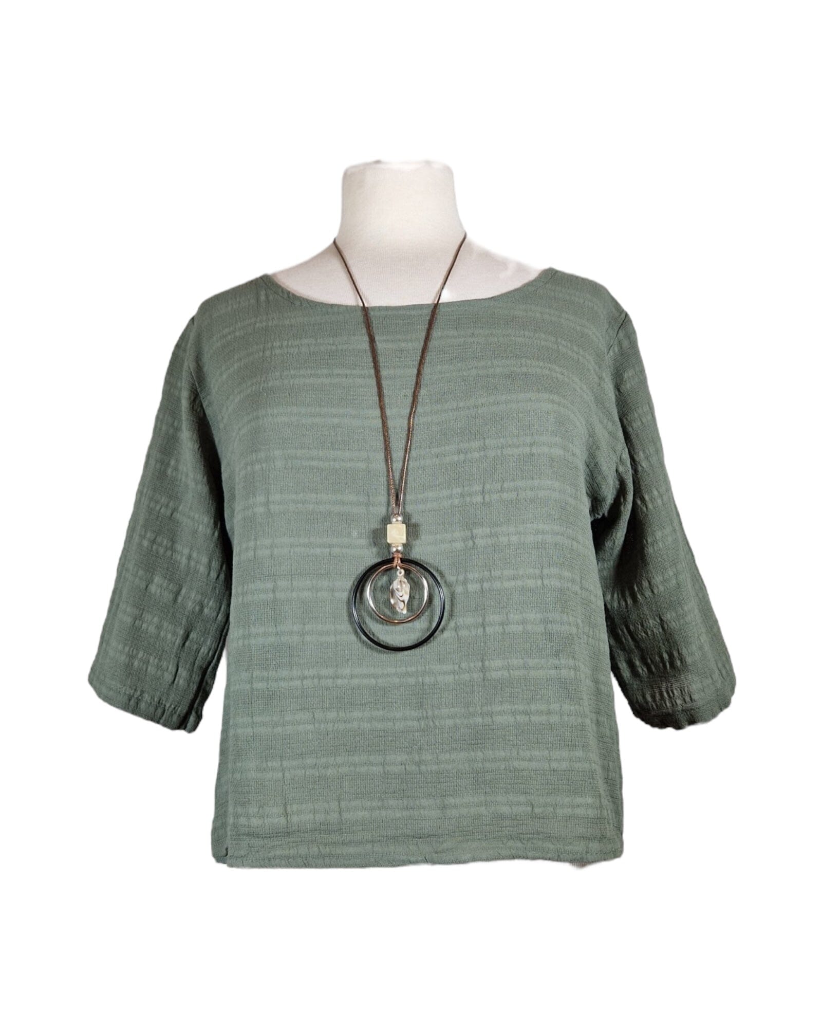 Bluse Kurz mit Kette Bluse Kolibri Ulm Khaki Einheitsgröße