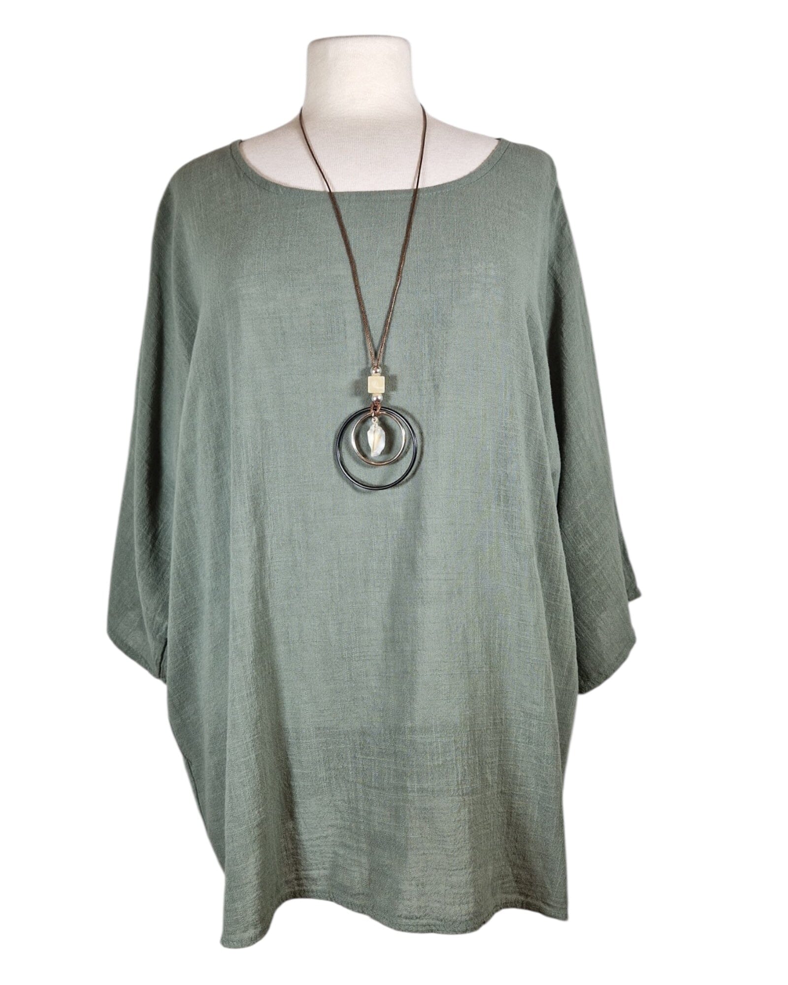 Bluse Lang mit Kette Bluse Kolibri Ulm Khaki Einheitsgröße