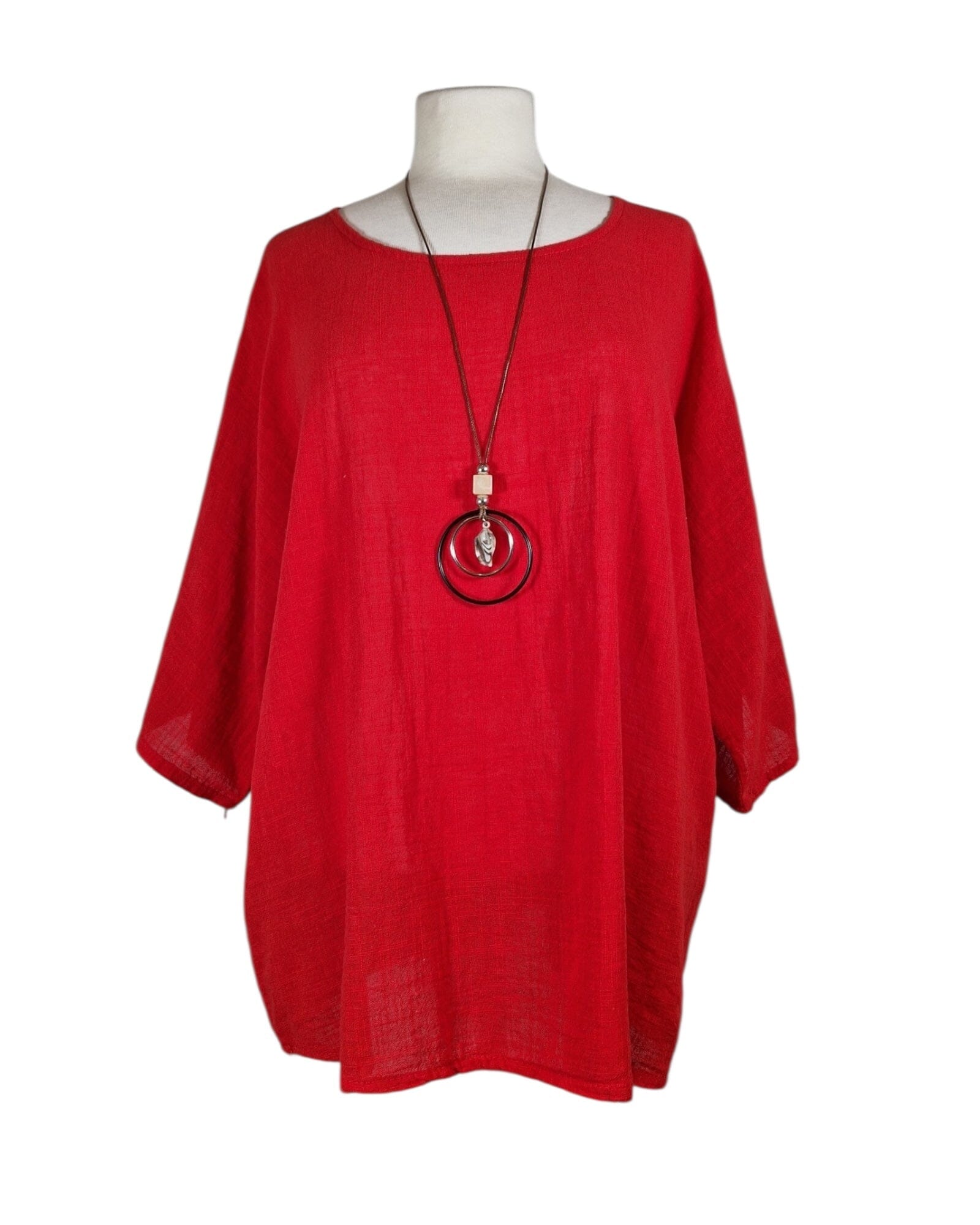 Bluse Lang mit Kette Bluse Kolibri Ulm Rot Einheitsgröße