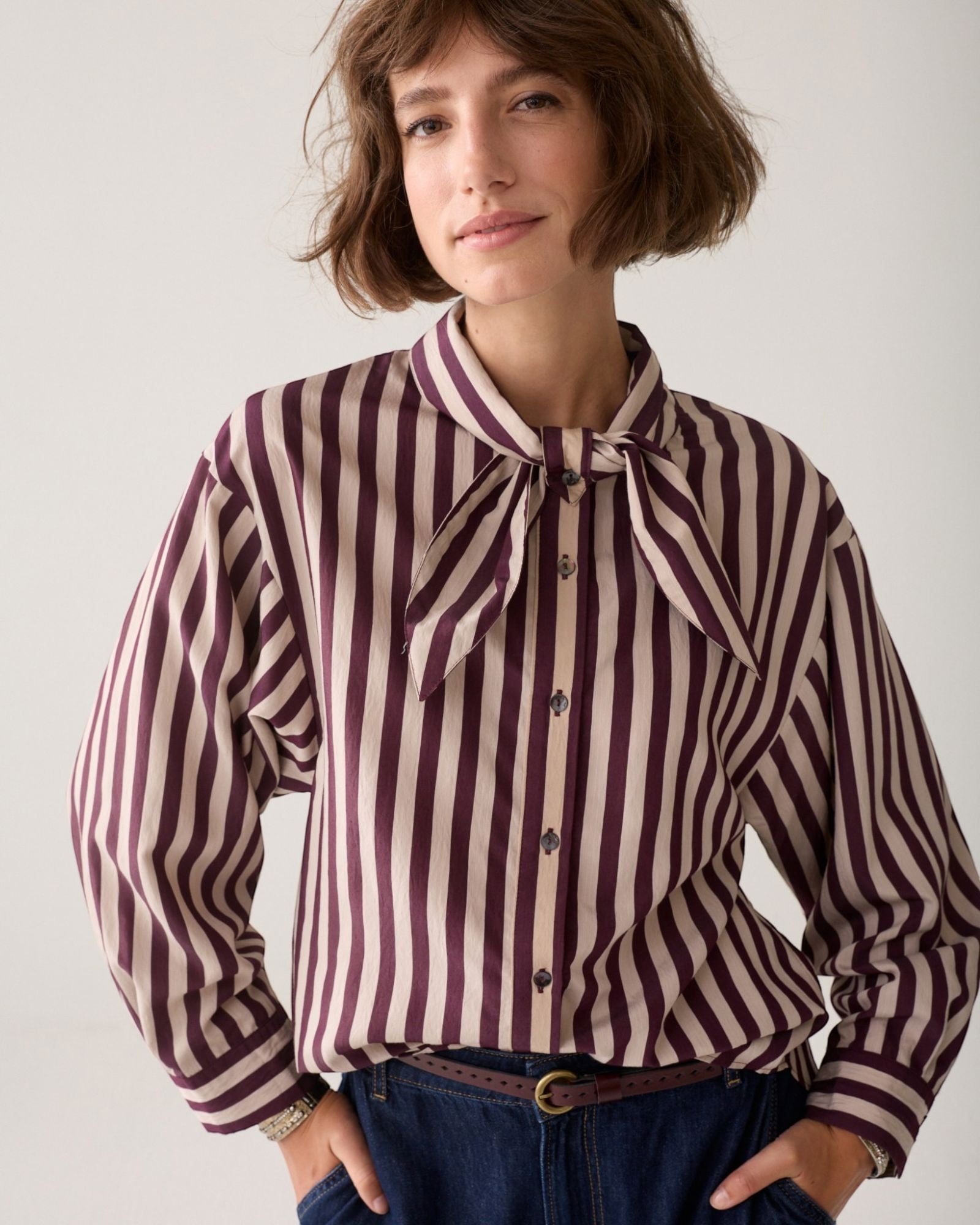 Bluse Stripe Bluse Summum Woman 335 Dark Burgundy 36