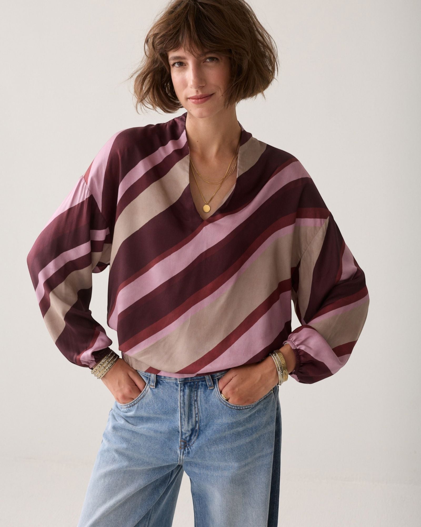Bluse V-Neck Bluse Summum Woman