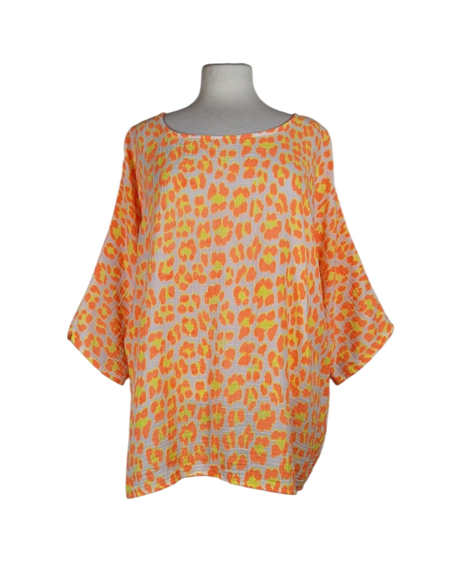 Blusenshirt Leoprint Bluse Kolibri Ulm Orange Einheitsgröße