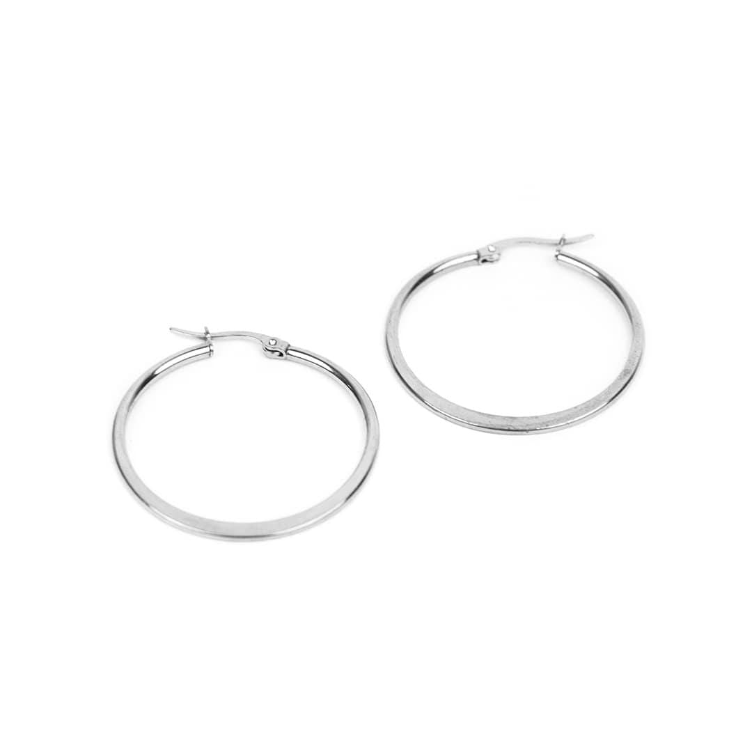 Clip Silber Ohrringe inrosa Silber 3cm Durchmesser