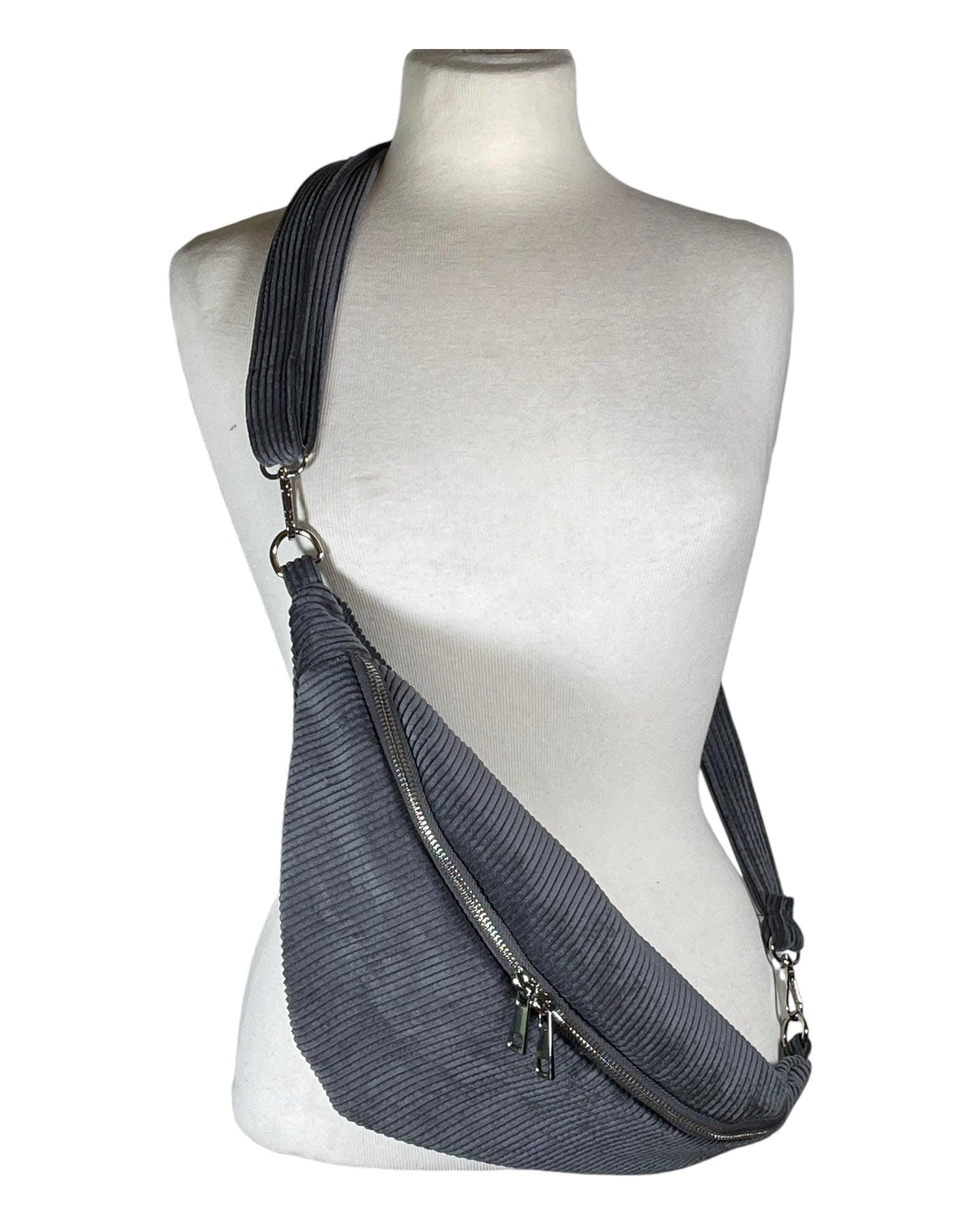 Cord Crossbody Crossbody Bag Kolibri Ulm Grau ca. 40x18cm
