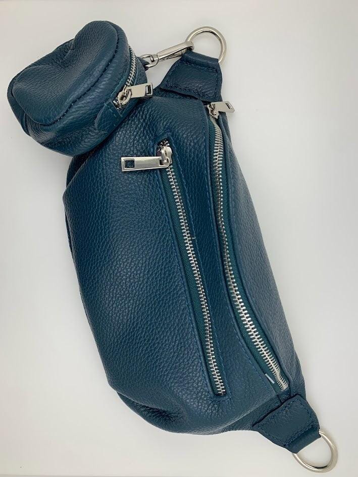 Crossbodybag mittelgroß mit zwei Reißverschlüssen und kleinem Geldbeutel extra Handtasche Kolibri Ulm Petrol