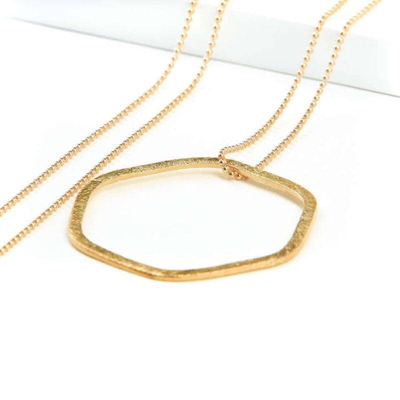 Hemi Gold Kette inrosa Gold Kette 85 – 95 cm, Hexagon 4 cm