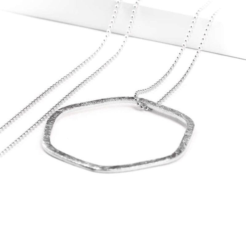 Hemi Silber Kette inrosa Silber Kette 85 – 95 cm, Hexagon 4 cm