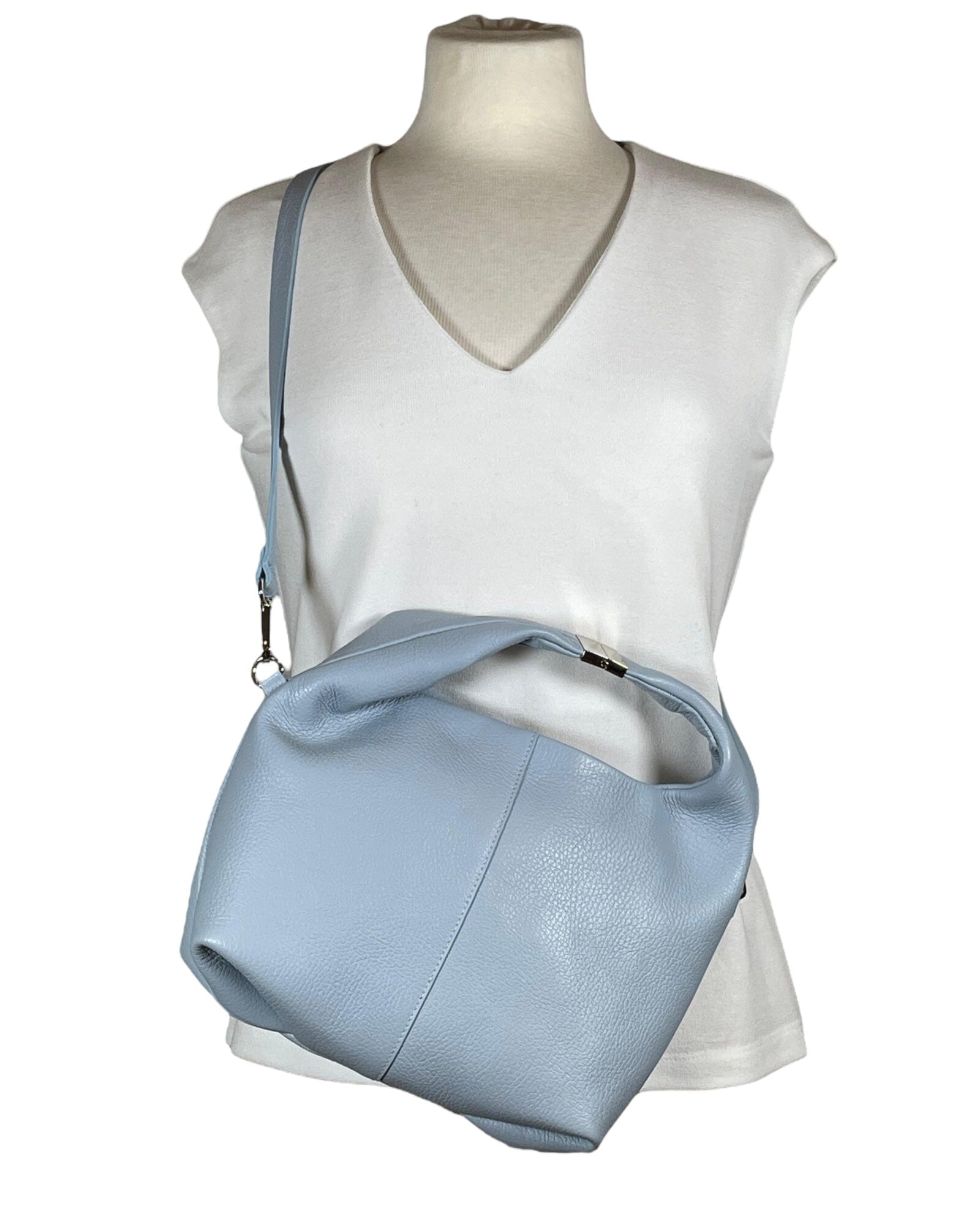 Henkeltasche Metallverschluss Handtasche Kolibri Ulm Hellblau ca. 24cmx 22cm