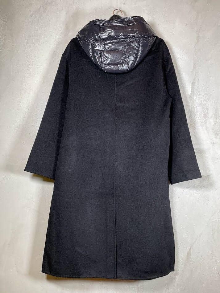 Idalina Wollmantel gepatcht mit Nylon-Kapuze Mantel Lieblingsstück