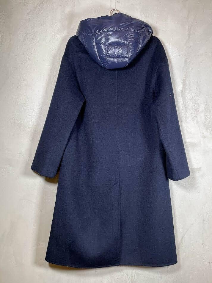 Idalina Wollmantel gepatcht mit Nylon-Kapuze Mantel Lieblingsstück