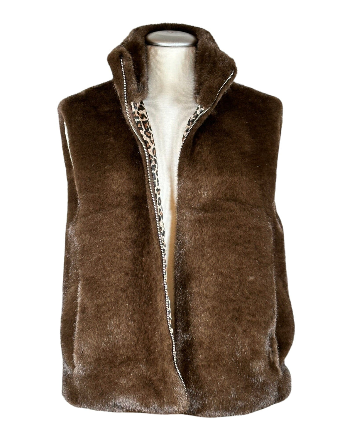 Imitated Fur Weste Weste Funk 880 Dunkelbraun 36