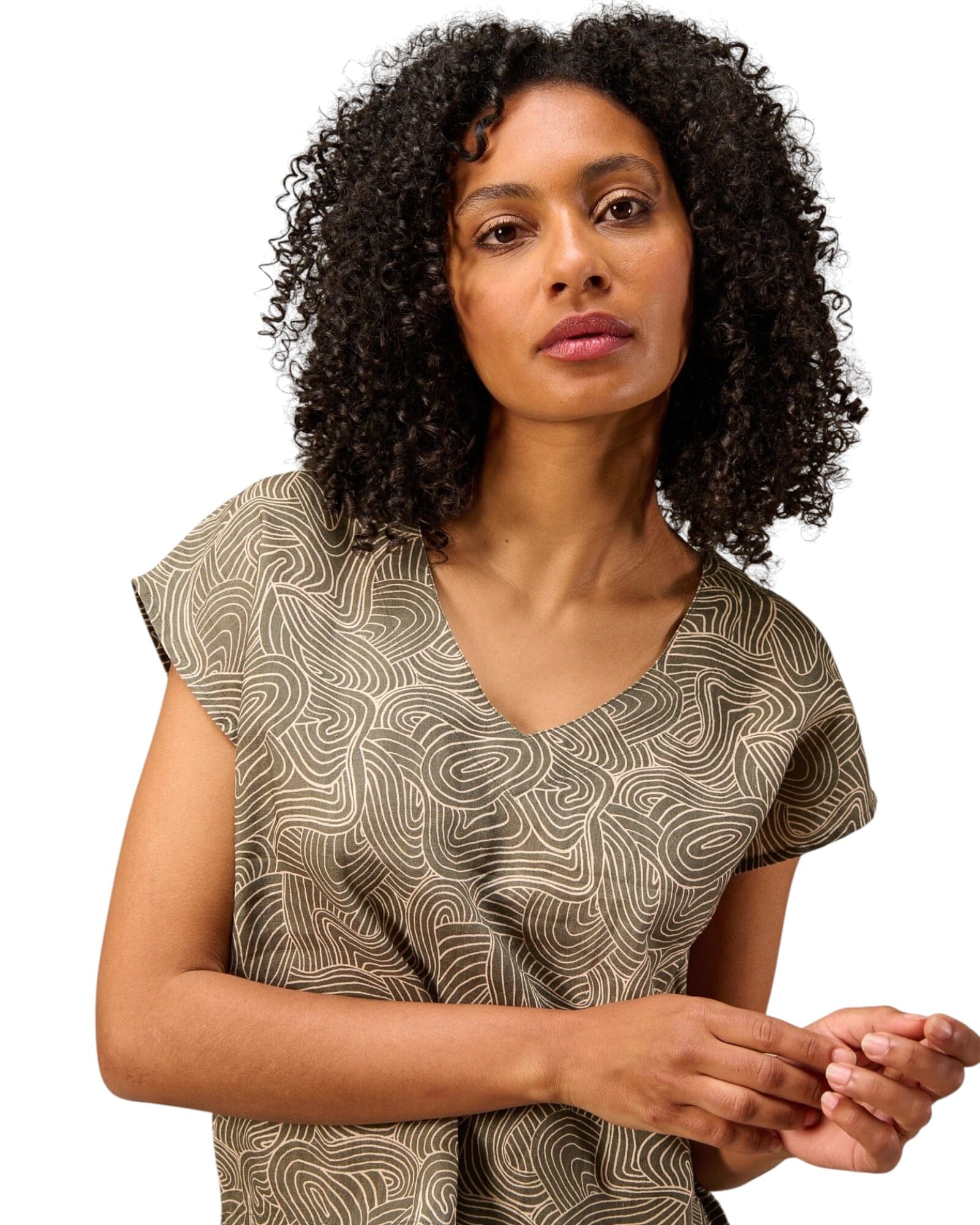 Kurzarm Bluse Bluse Nile Olive S