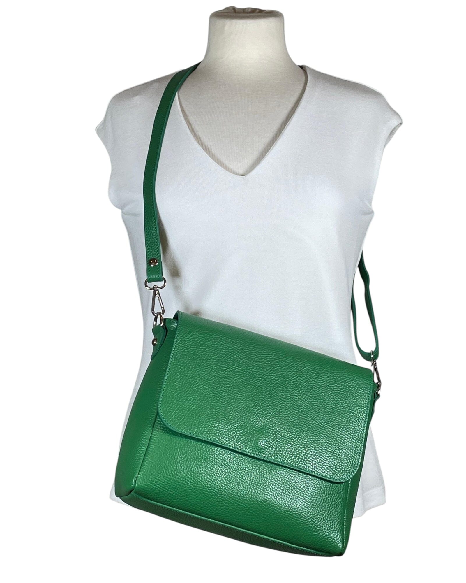 Ledertasche elegant sportlich Handtasche Kolibri Ulm Grün ca. 24cmx 22cm