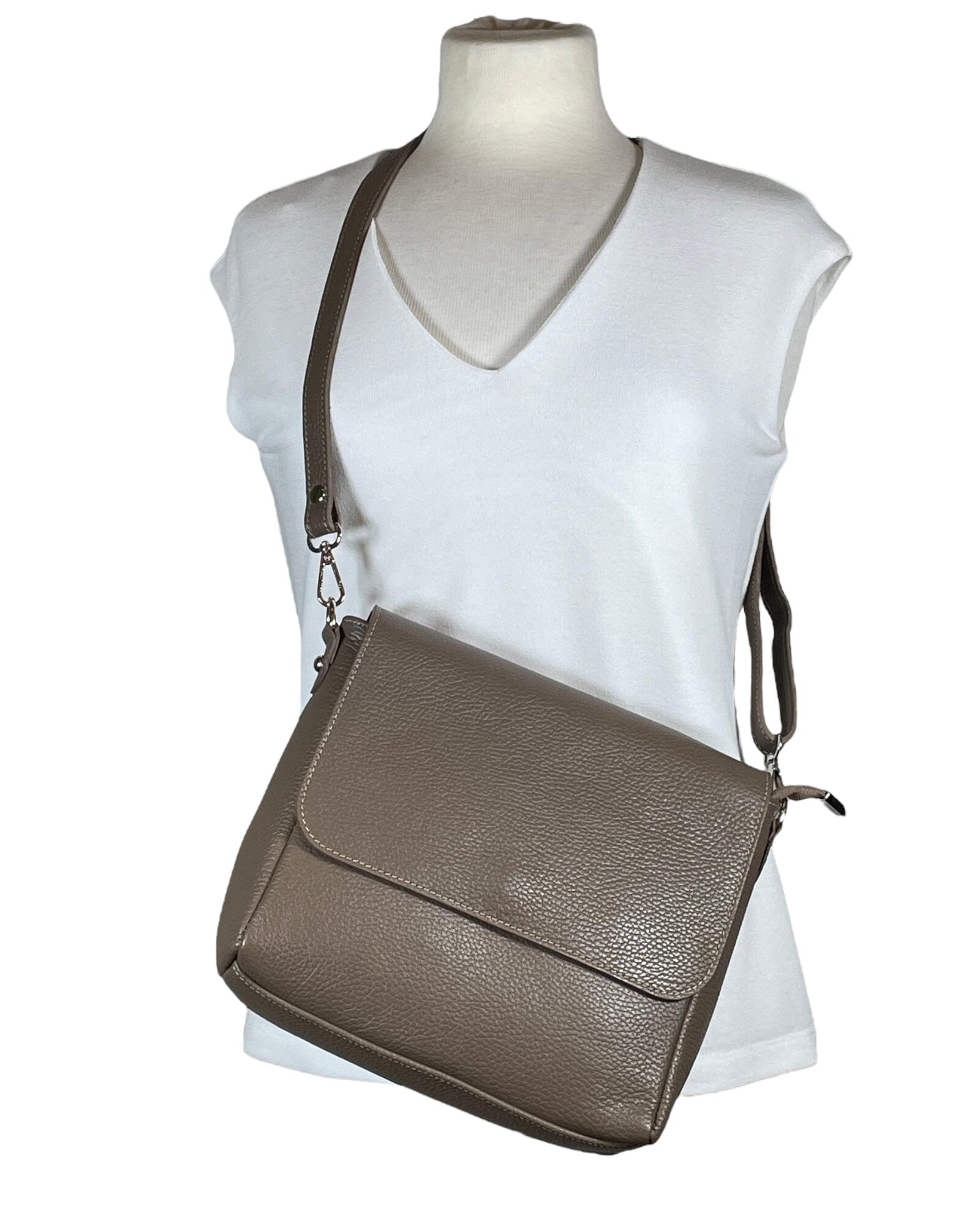 Ledertasche elegant sportlich Handtasche Kolibri Ulm Taupe ca. 24cmx 22cm