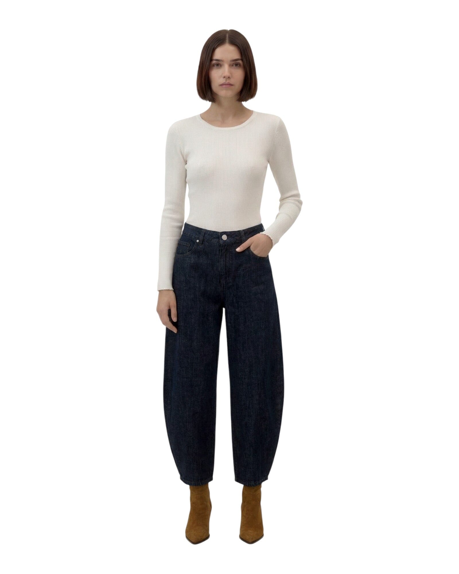 Luzenberg Classic Barrel Jeanshose Goldgarn Denim Darkblue W26/Short