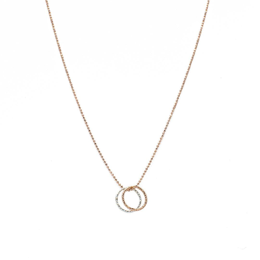 Mira Kette inrosa Roségold 40 – 42cm, Ringe bicolor 1 cm