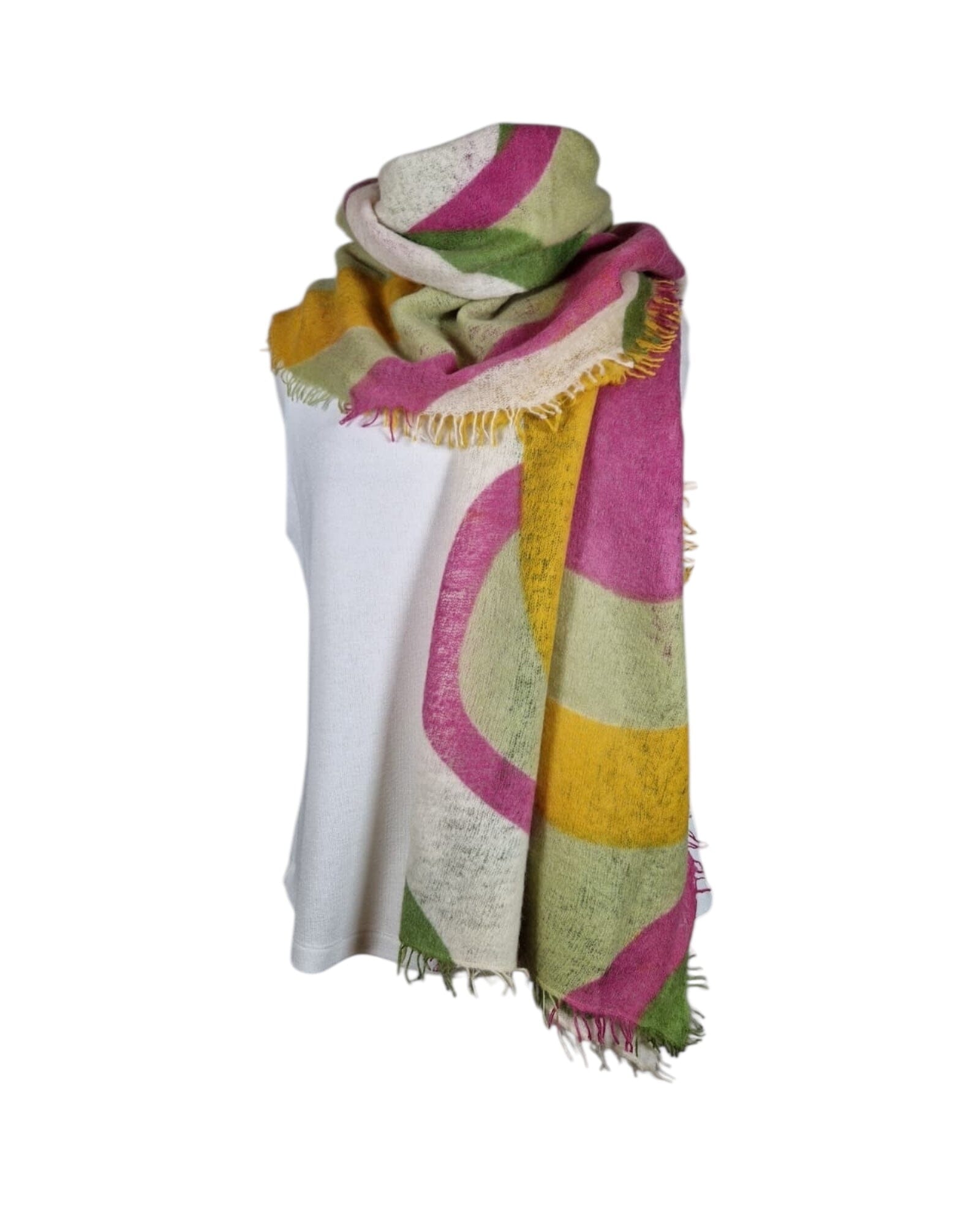 Opal Kaschmirschal Mala Alisha Green/Pink 85x195cm