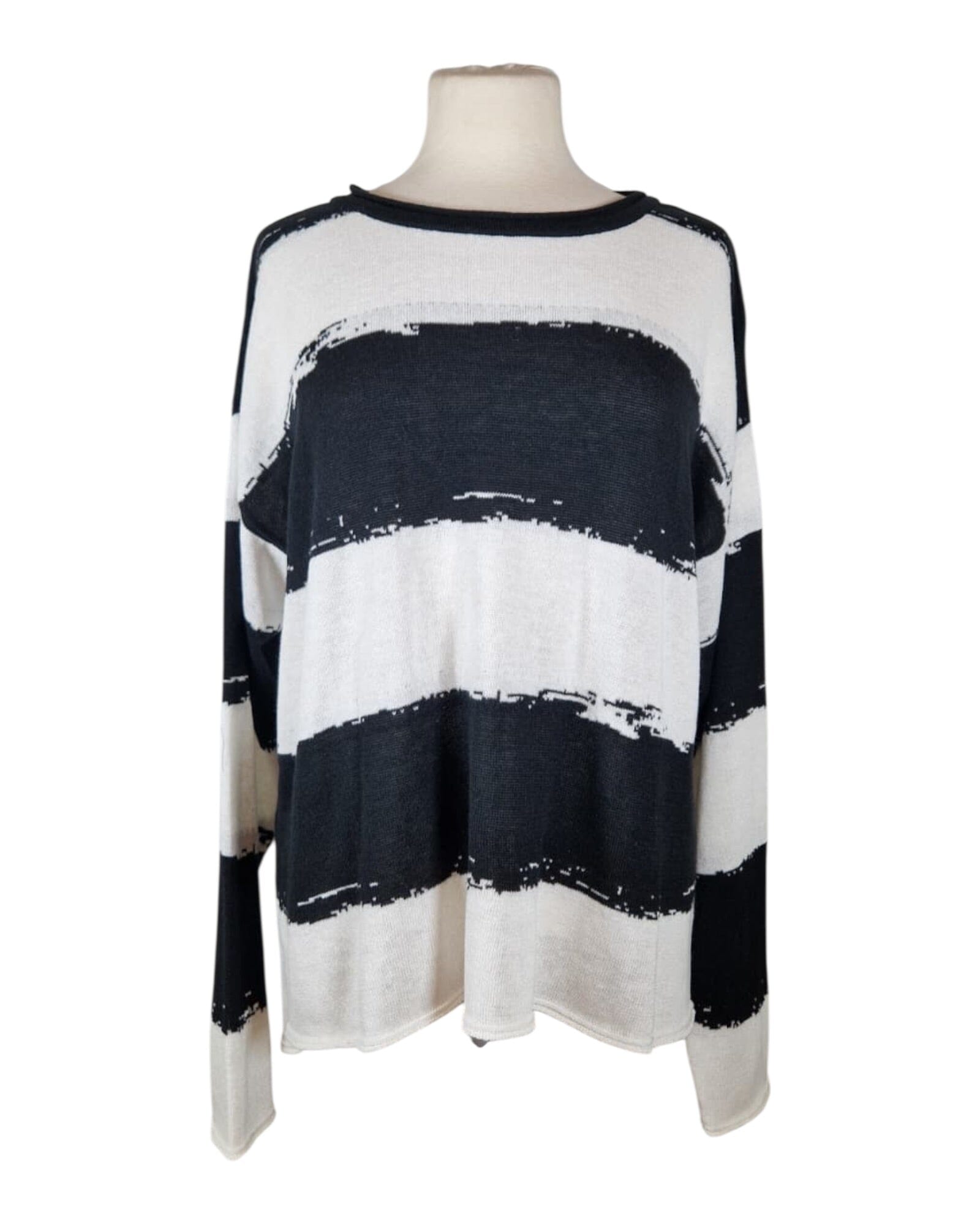 Pulli kurz Pullover Elli 19 Weiß Schwarz 1