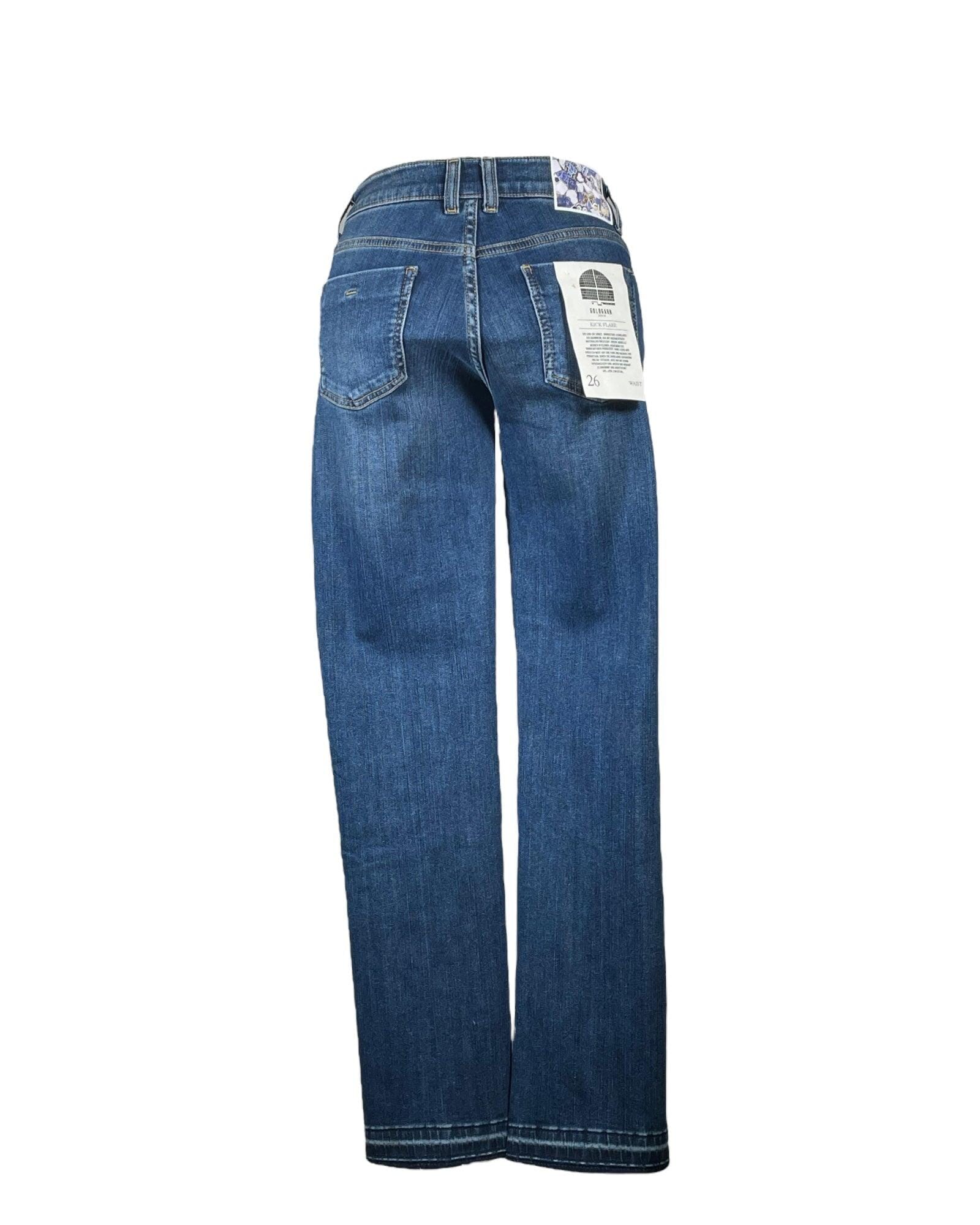 Rosengarten Kick Flare Jeanshose Goldgarn Denim