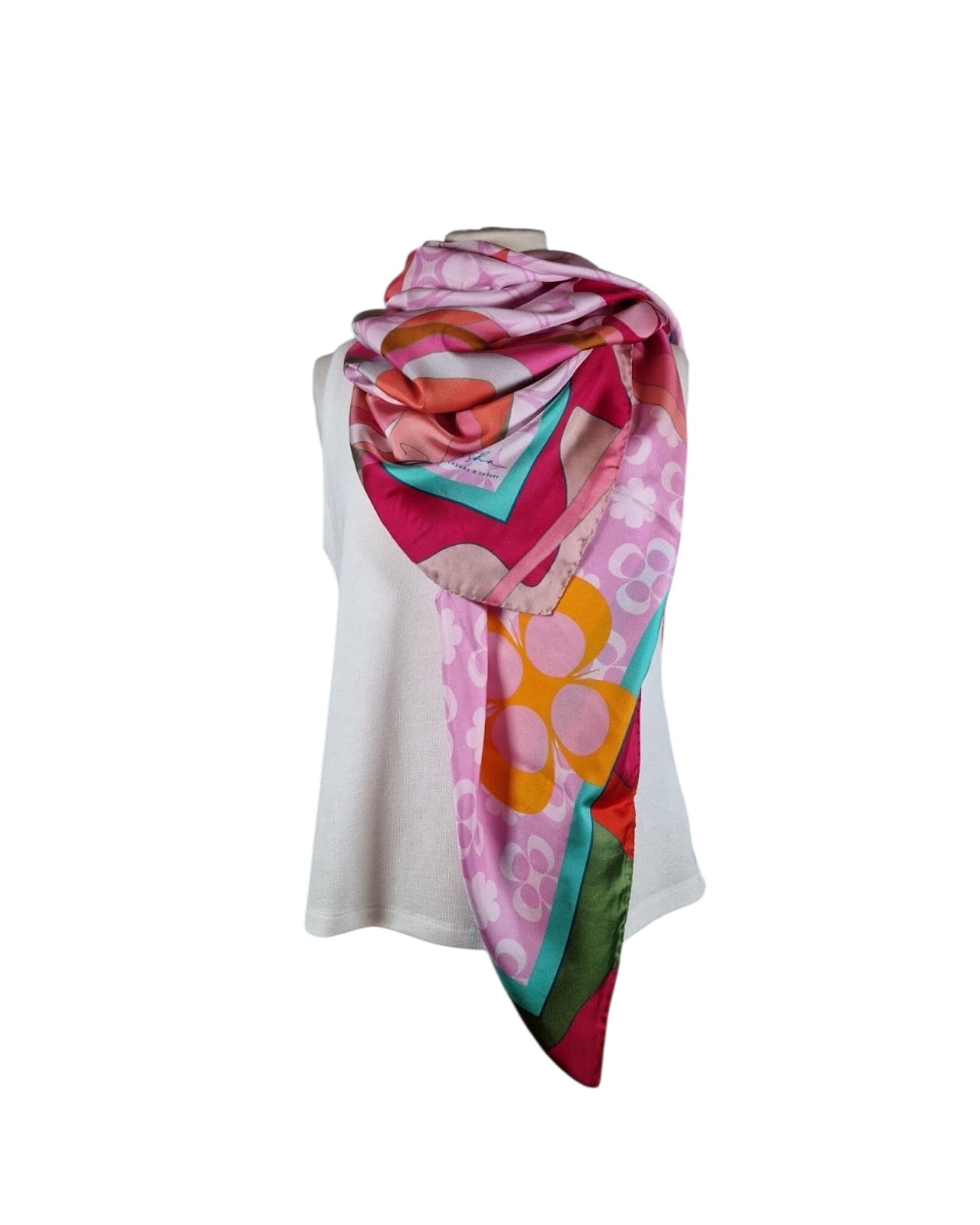 Saint Tropez Seidentuch Mala Alisha Pink/Berry 140x140 cm