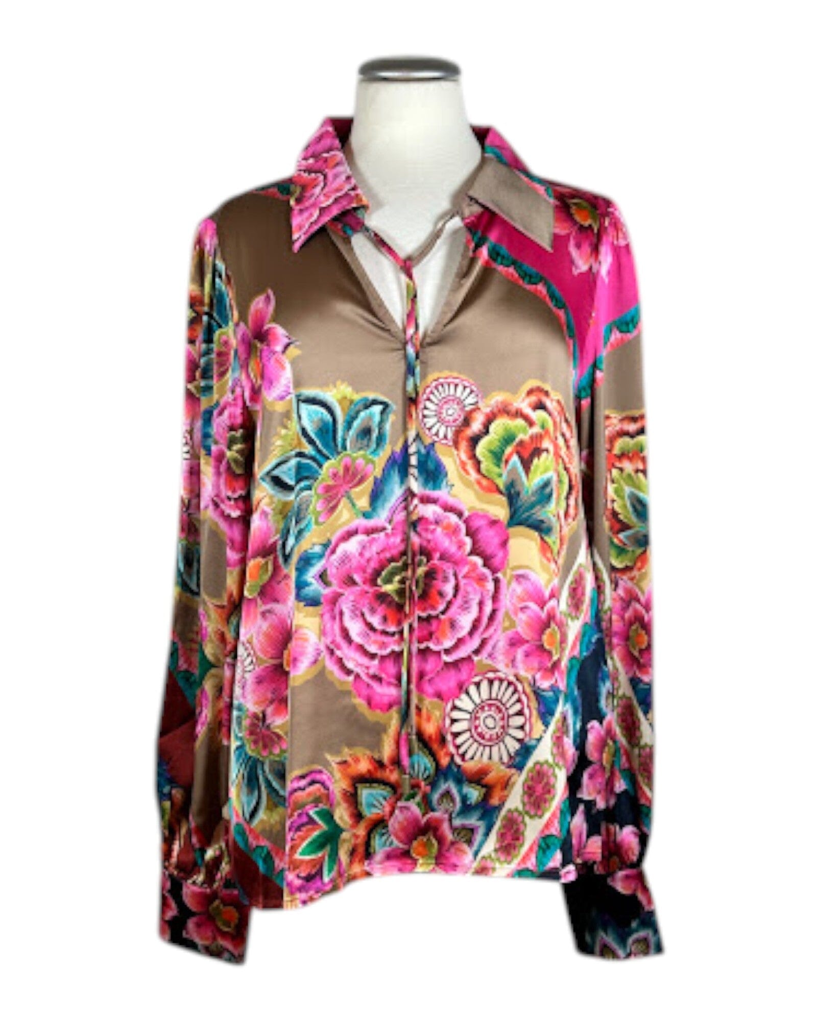 Satinbluse FLOWERS Bluse Grace 109 Camel S