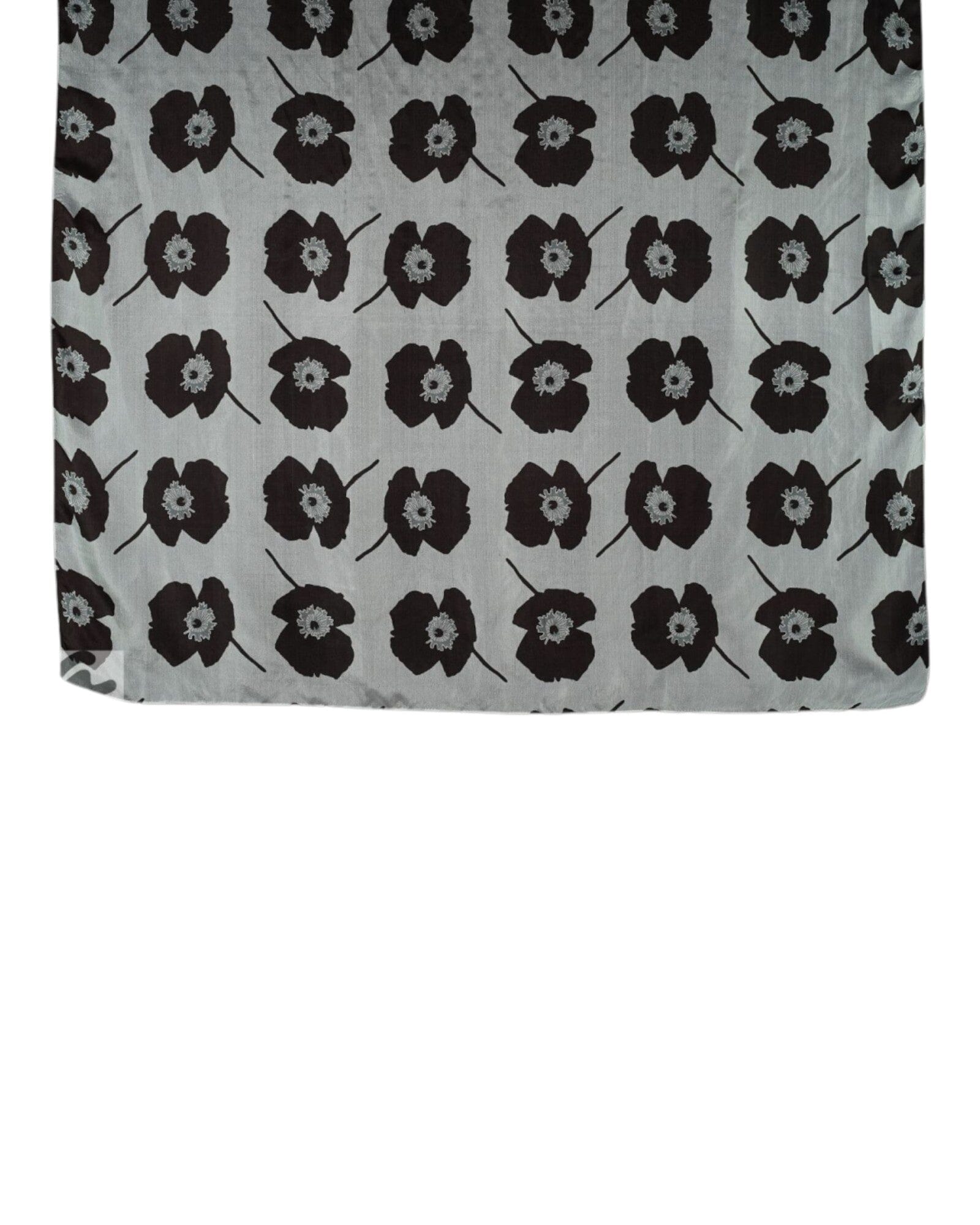 Seidenschal Seidentuch Ahmaddy Mohn Schwarz/Grau 100x190 cm