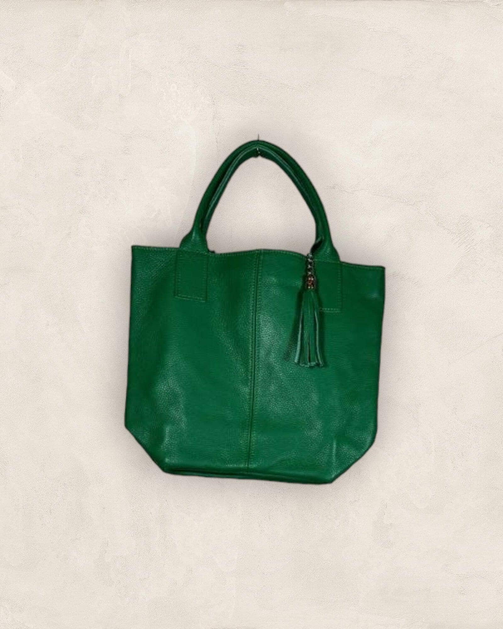 Shoppingbag Leder Tasche Kolibri Ulm Grün ca. 42x35cm