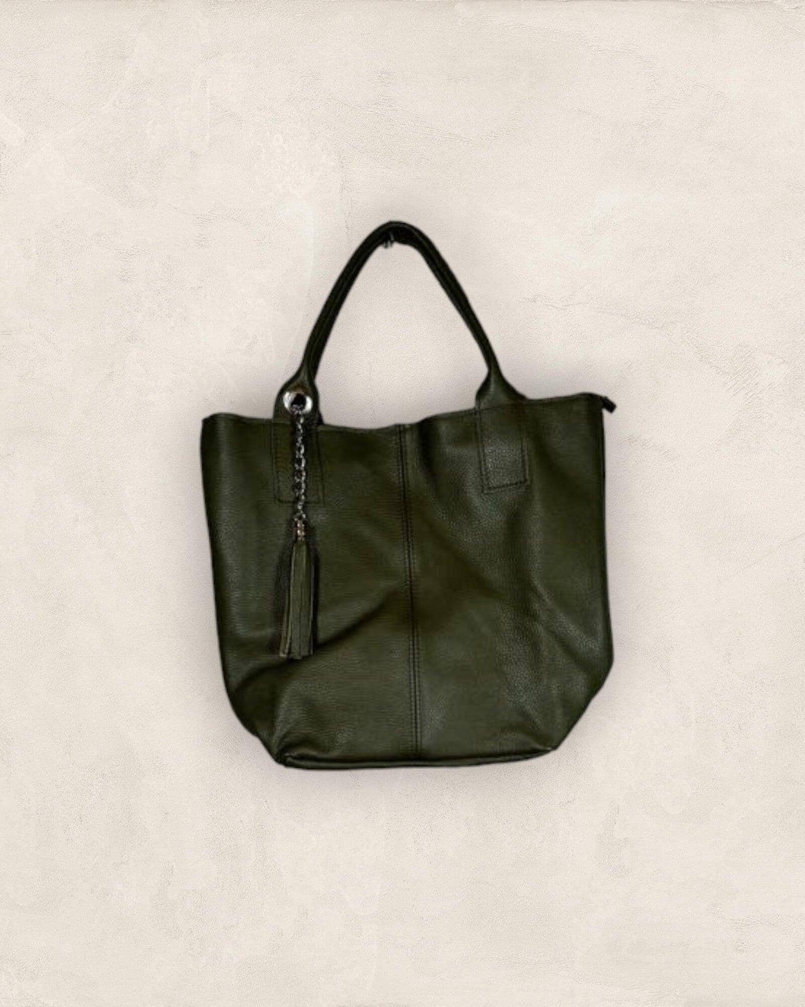 Shoppingbag Leder Tasche Kolibri Ulm Khaki ca. 42x35cm