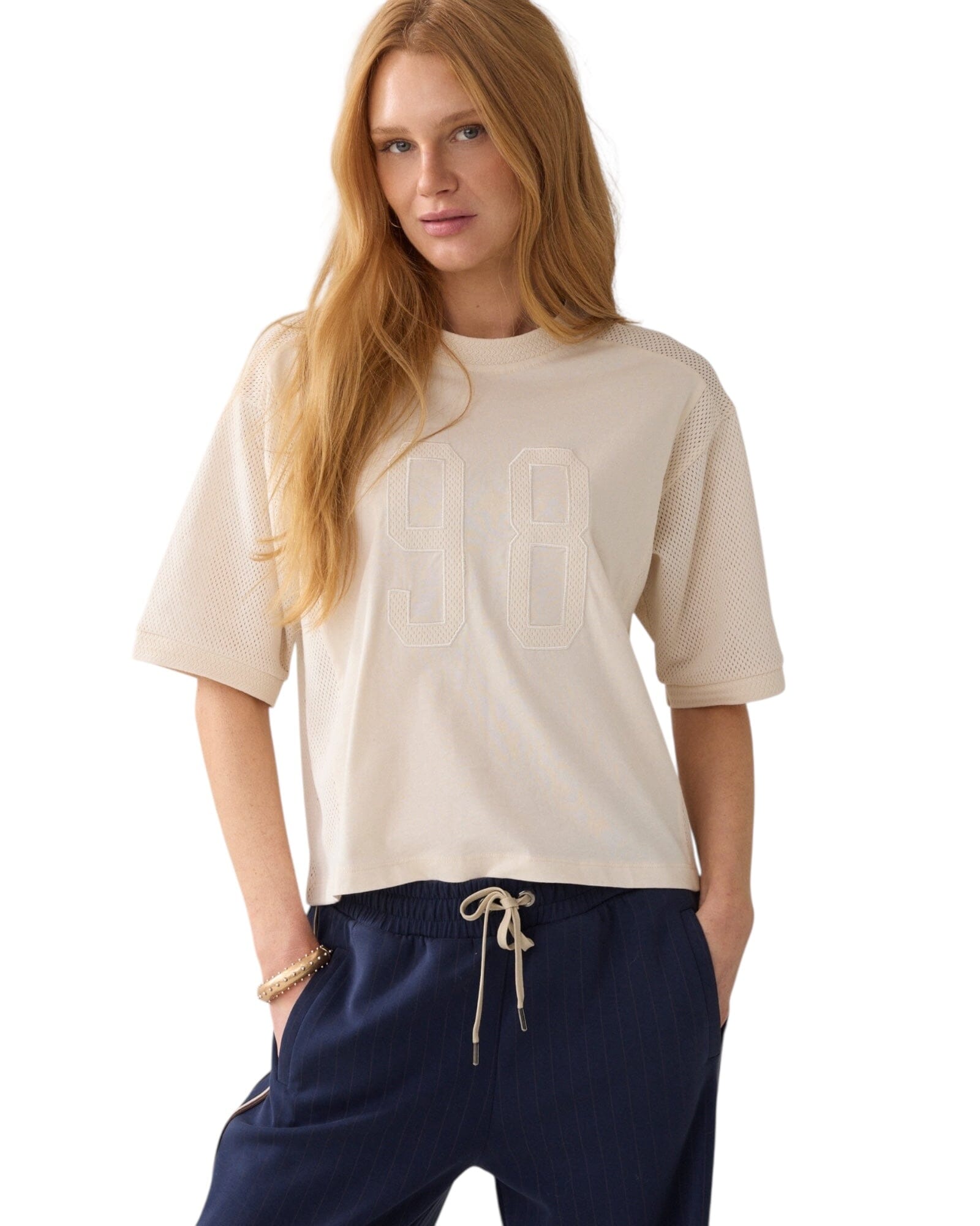 T-Shirt Mesh T-Shirt Summum Woman 122 Ivory S