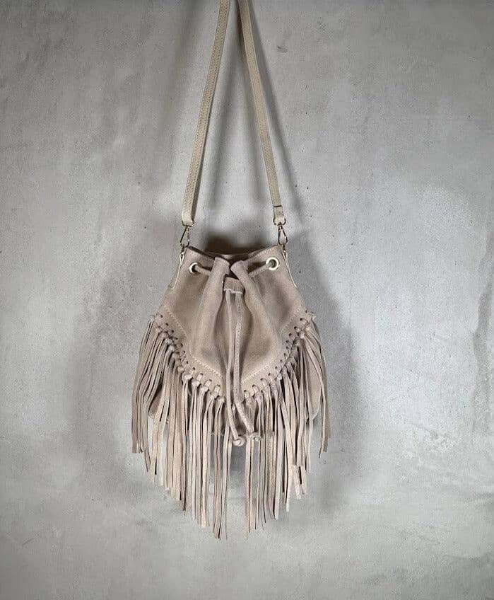 Tasche mit Fransen Tasche Kolibri Ulm Creme ca. 35cm Breit/28cm Hoch