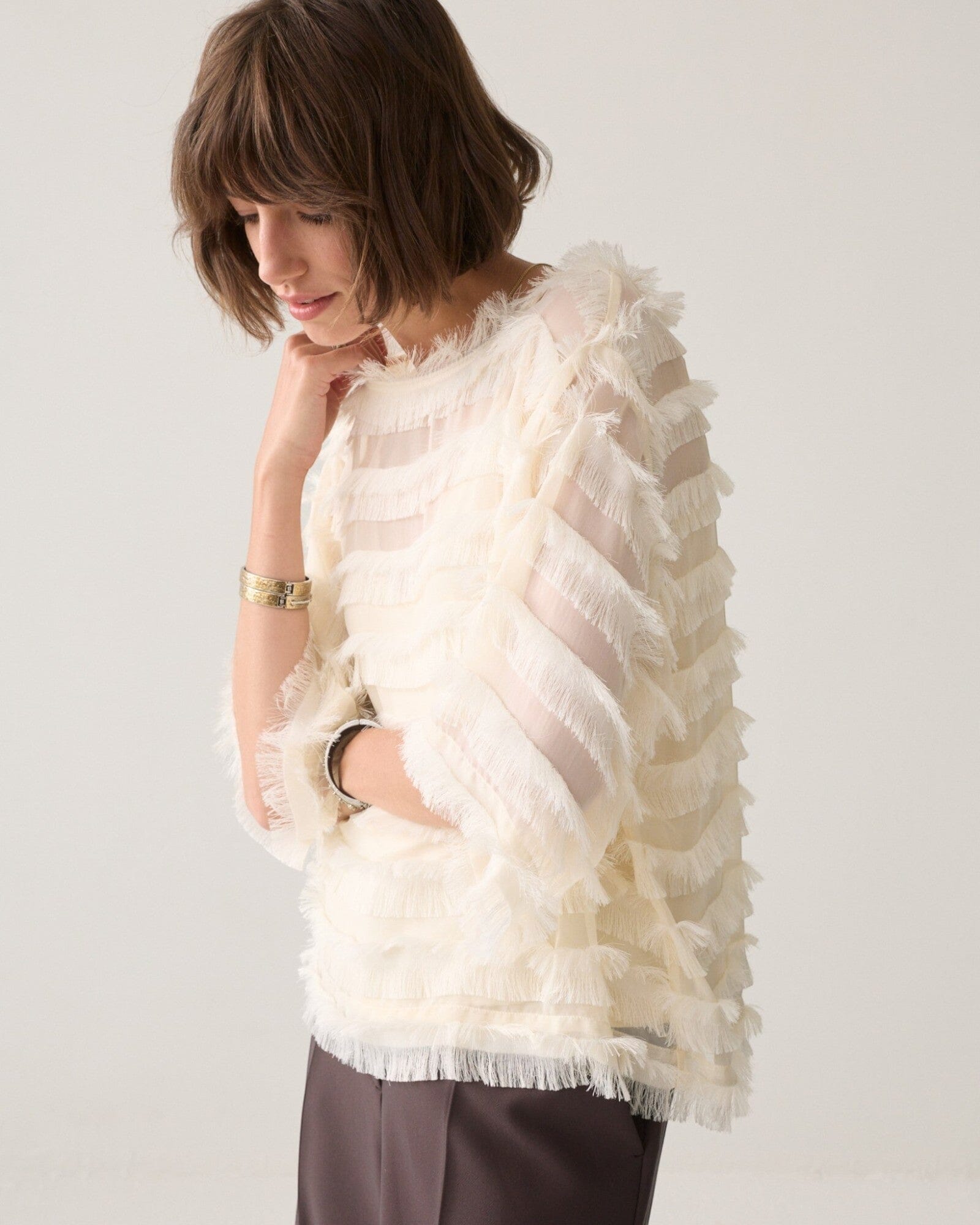 Top Fringe Stripe Bluse Summum Woman