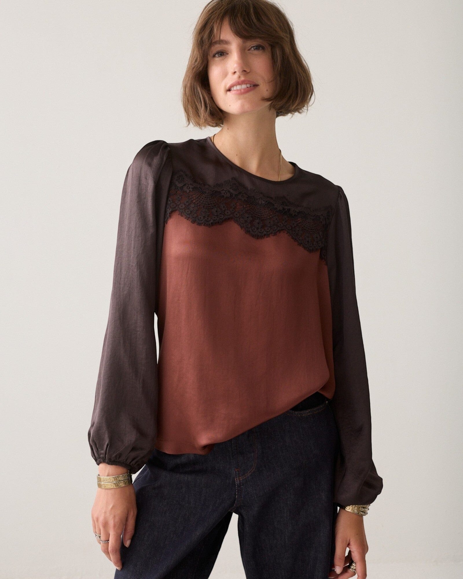 Top Lace Silky Bluse Summum Woman