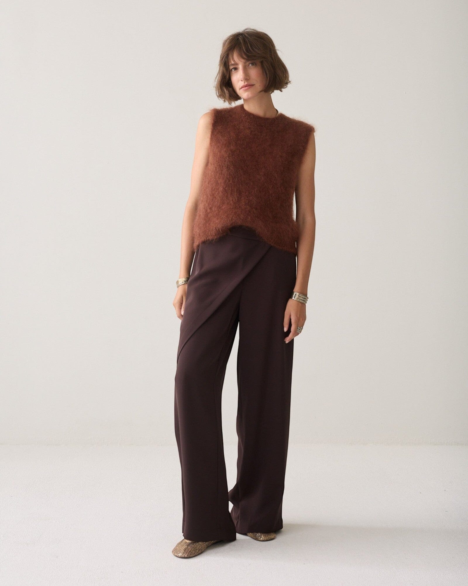 Trousers Wrap Fluid Hose Summum Woman 754 Dark Chocolate 36