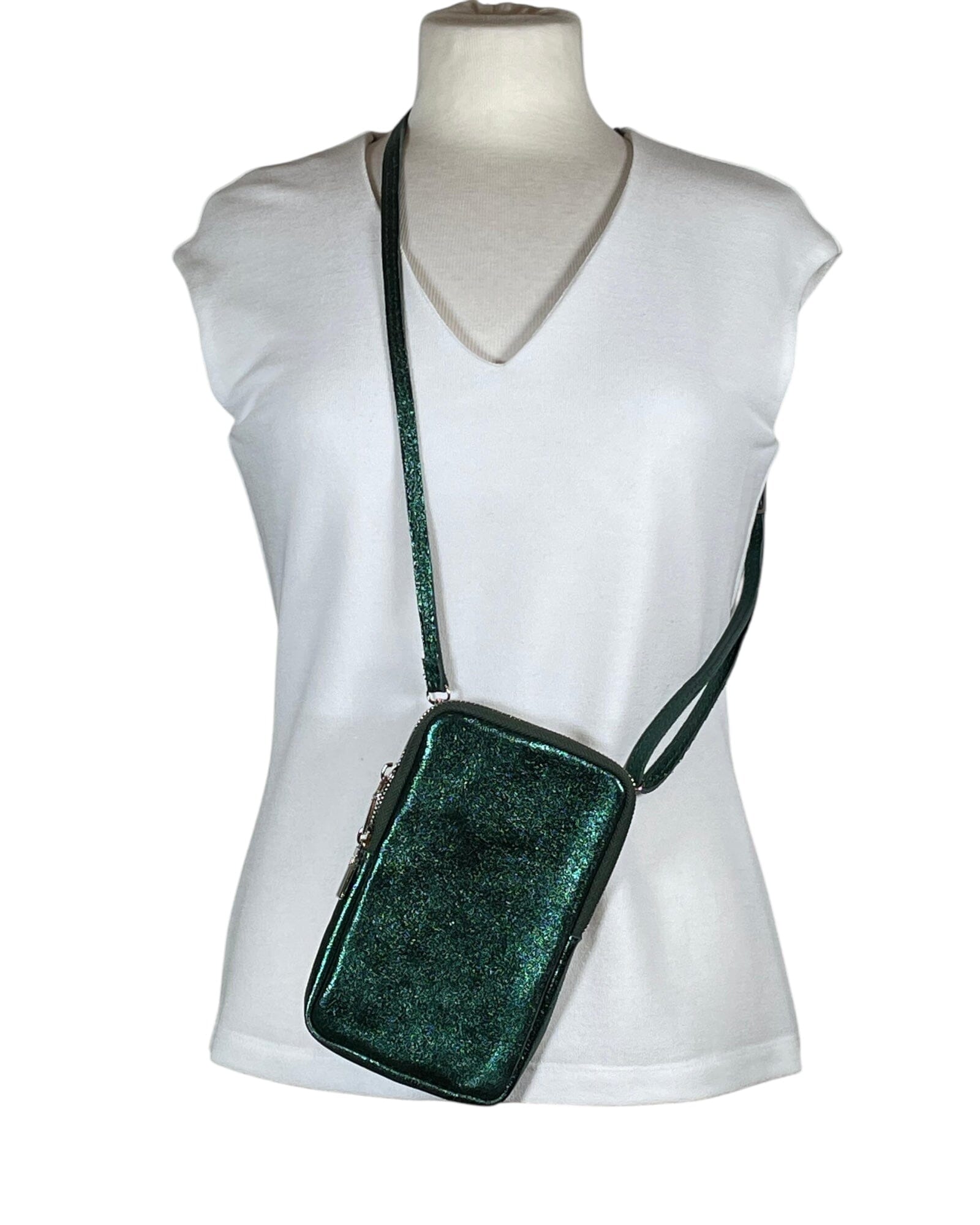 Umhängetasche Handy Uni in groß Handytasche Kolibri Ulm Grün Metallic