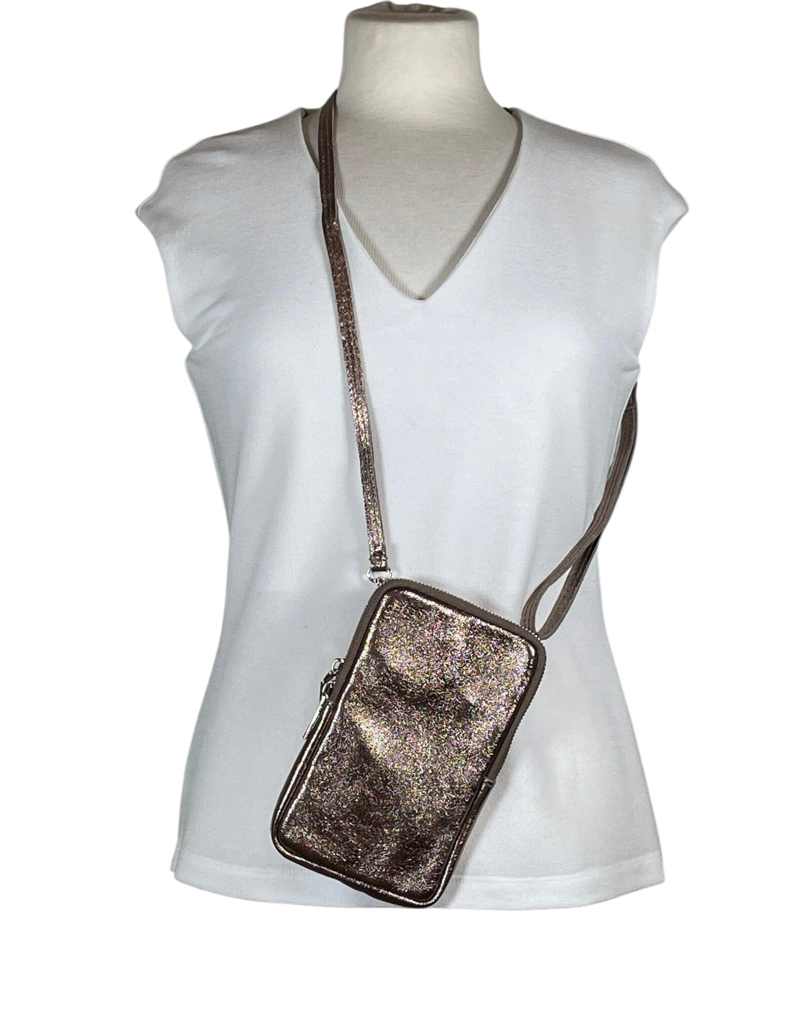 Umhängetasche Handy Uni in groß Handytasche Kolibri Ulm Stahl Metallic