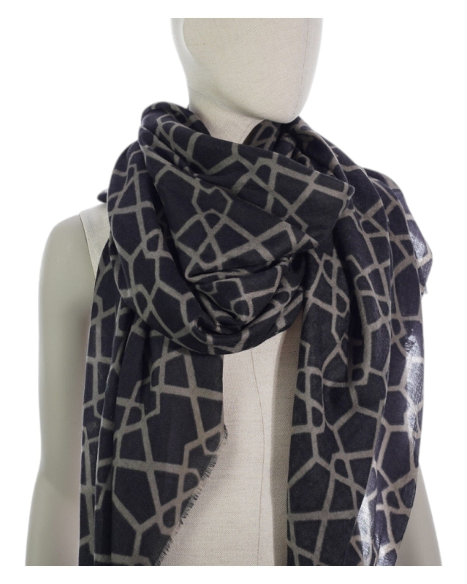 Wollschal Schal Ahmaddy Schwarz/Grau 100x200cm