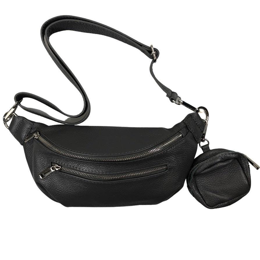 Kolibri Ulm - Crossbodybag mittelgroß mit zwei Reißverschlüssen und kleinem Geldbeutel extra - kolibri-ulm.de - Accessoires, Damen, Handtasche, Leder, Ledergeldbeutel, Ledertasche, Ledertaschen, WS21