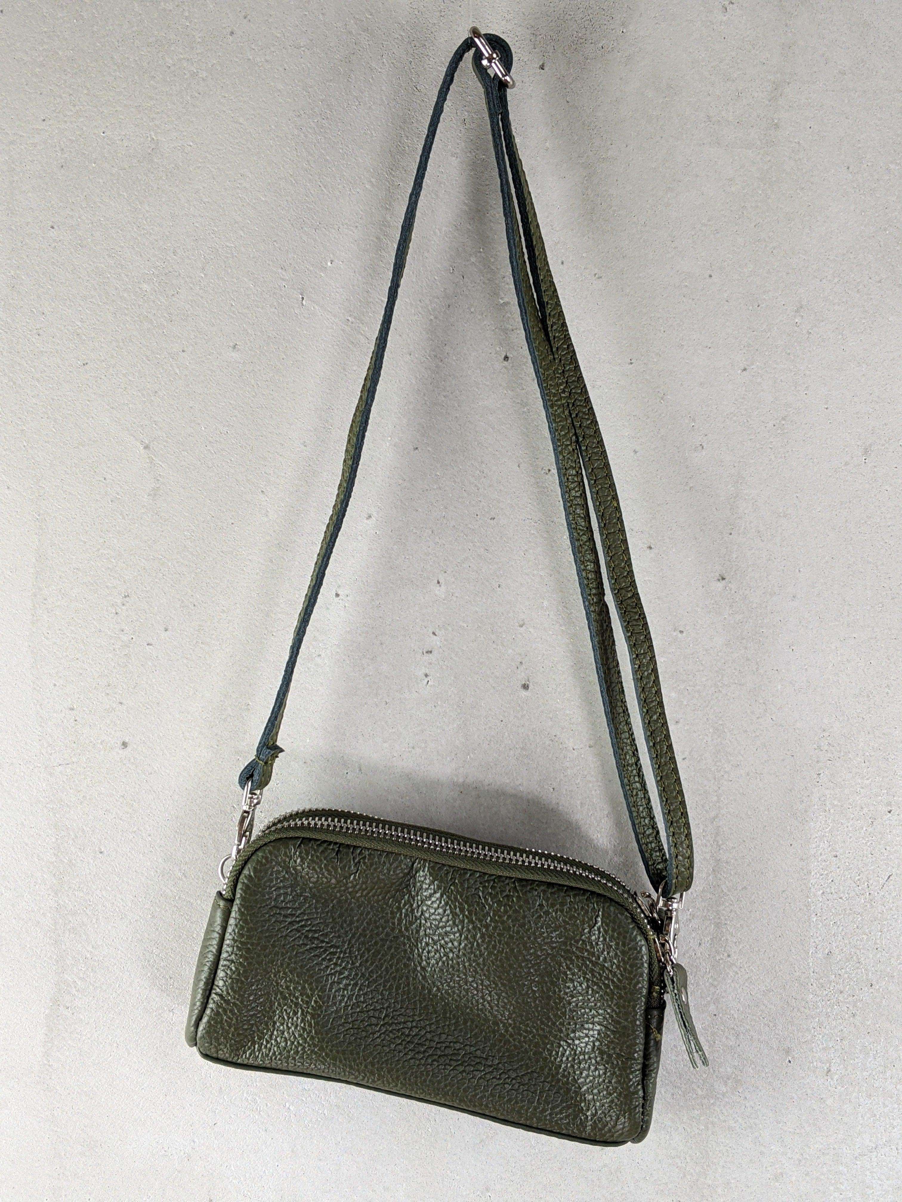 Kolibri Ulm - Kleine Ledertasche mit doppeltem Reißverschluss - kolibri-ulm.de - Accessoires, Bag, Handtasche, Handytasche, Leder, Ledertadsche, Ledertasche, Ledertaschen, Tasche