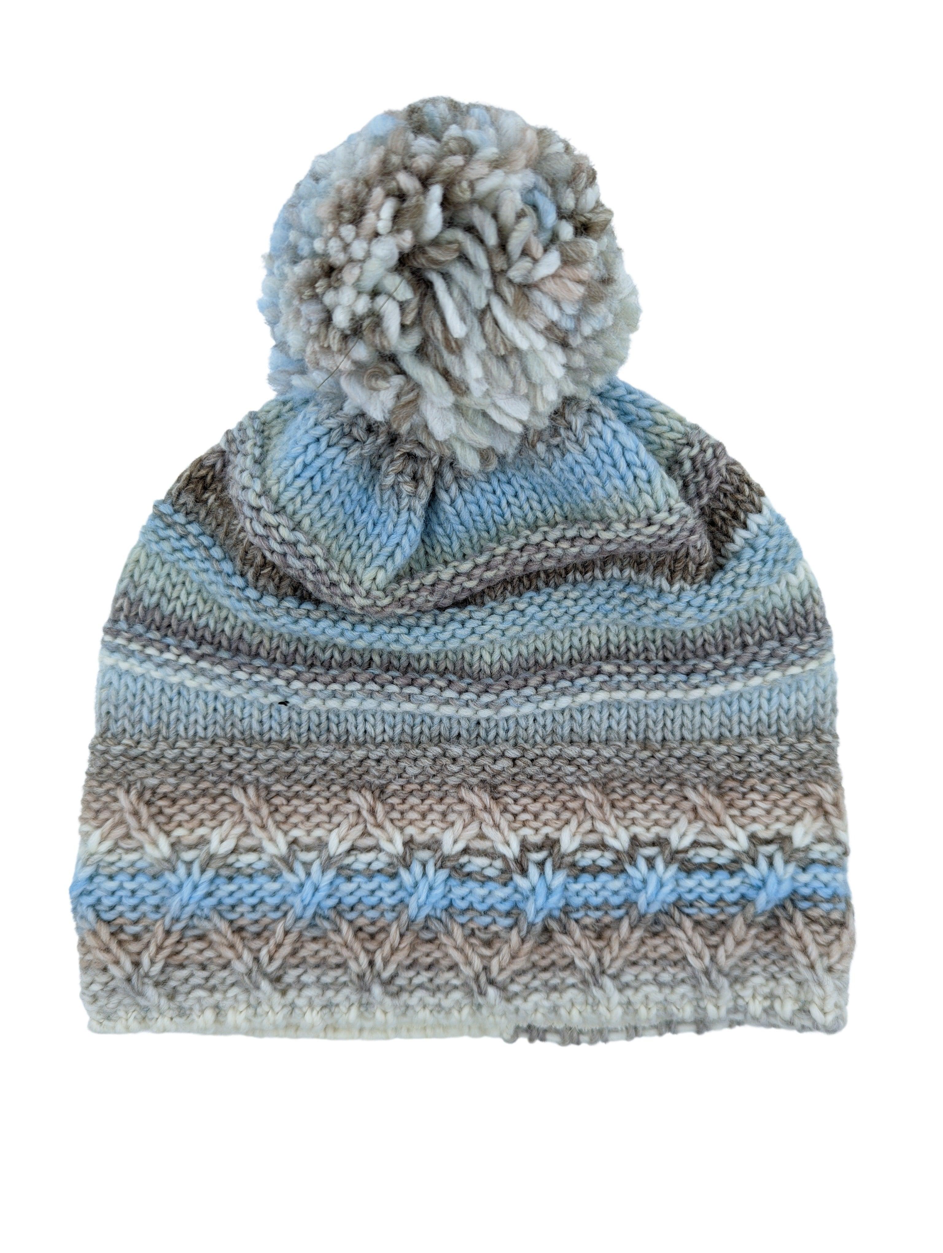 Gebeana - Mütze Struktur mit Linksrippe und Garnpompon - kolibri-ulm.de - Accessoires, Damen, Kappe, Kappen, Kopfbedeckung, Mütze, Mützen, Strick, Textilien, WS22