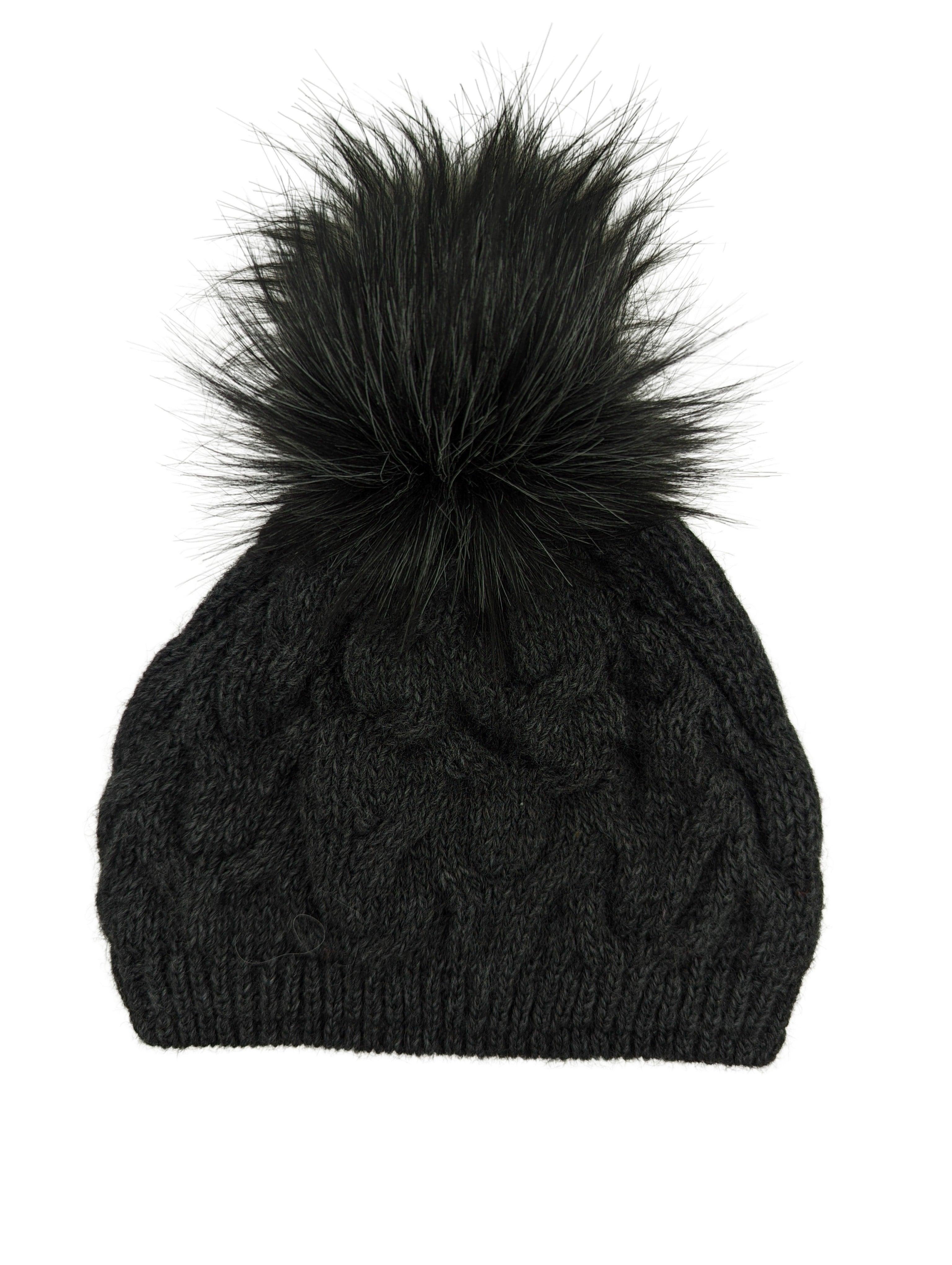 Gebeana - Mütze Zopfmuster mit Fleece u. Webpelzpompon - kolibri-ulm.de - Accessoires, Damen, Kappe, Kappen, Kopfbedeckung, Mütze, Mützen, Strick, Textilien, WS22