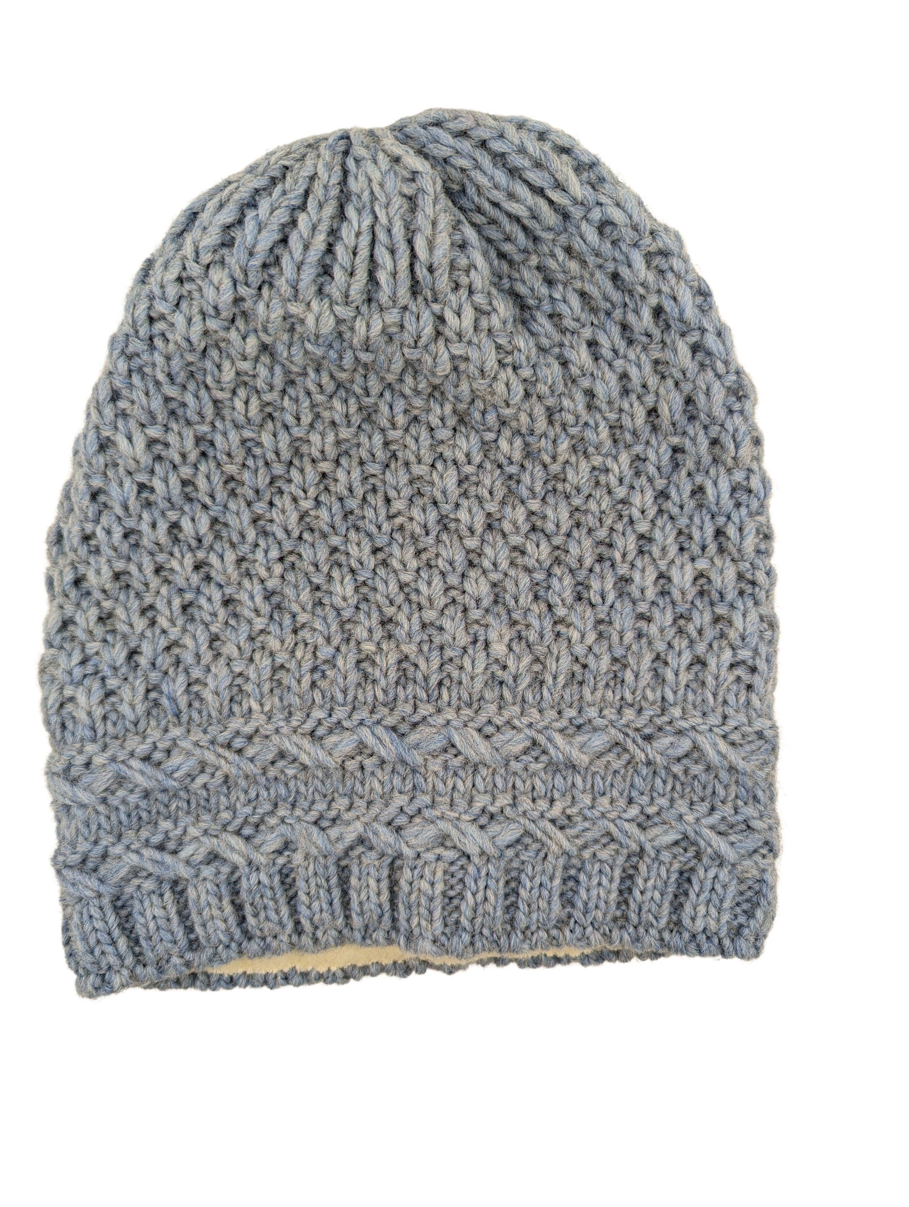 Ballon, Oversized 2 uml.Zopfreihen m. Fleece Mütze Gebeana 29 aqua-hellblau