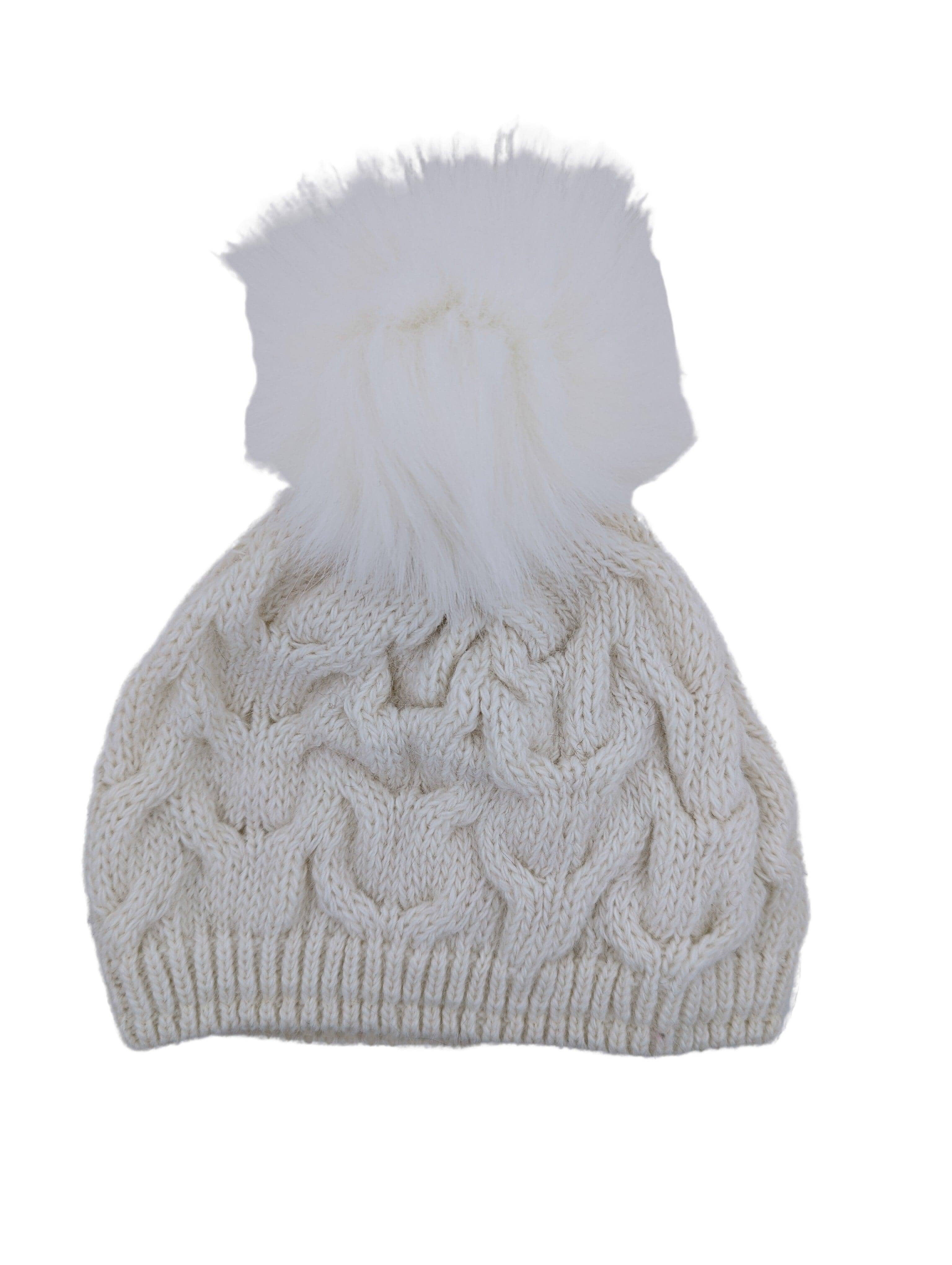 Gebeana - Mütze Zopfmuster mit Fleece u. Webpelzpompon - kolibri-ulm.de - Accessoires, Damen, Kappe, Kappen, Kopfbedeckung, Mütze, Mützen, Strick, Textilien, WS22