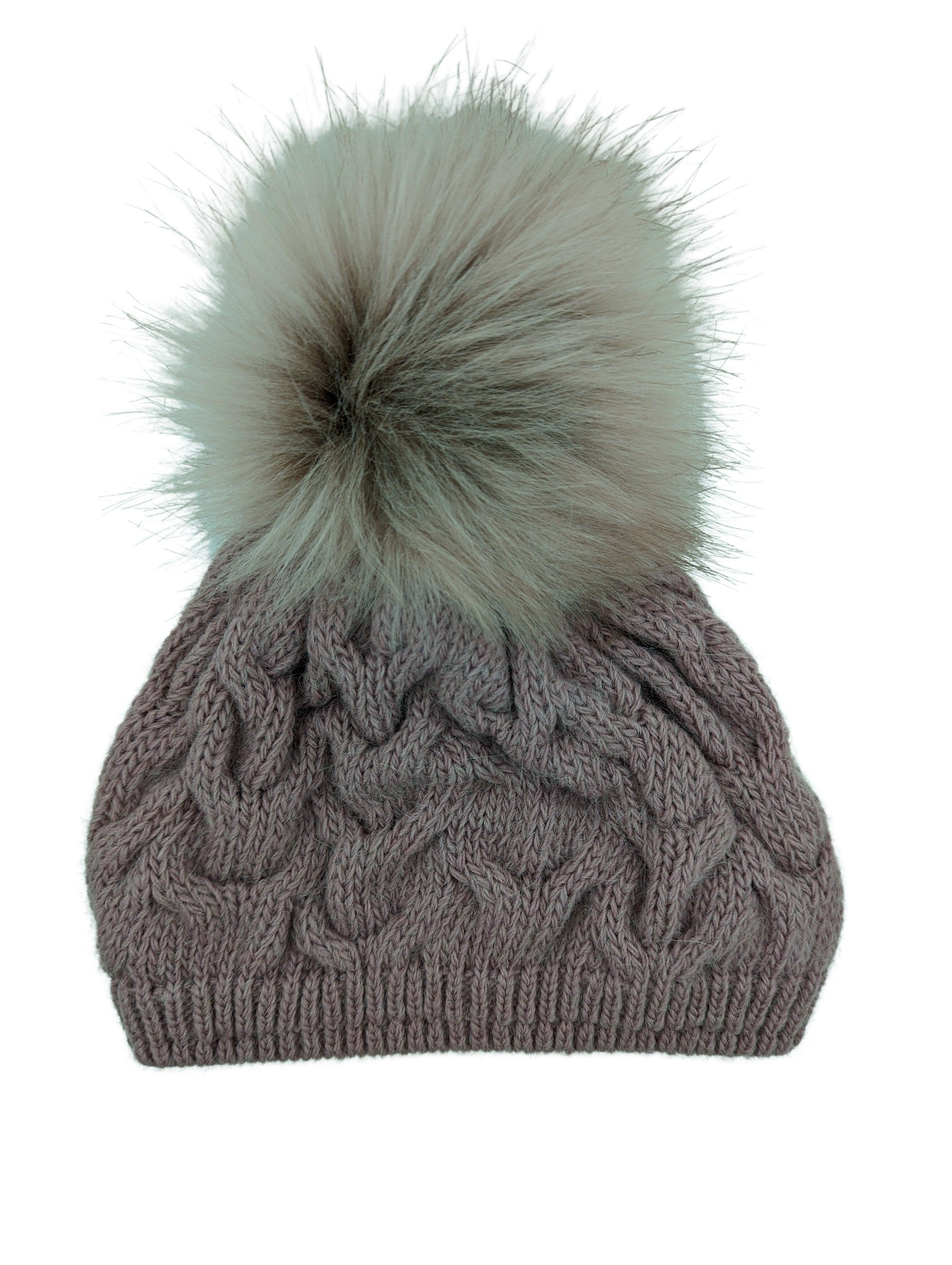 Gebeana - Mütze Zopfmuster mit Fleece u. Webpelzpompon - kolibri-ulm.de - Accessoires, Damen, Kappe, Kappen, Kopfbedeckung, Mütze, Mützen, Strick, Textilien, WS22