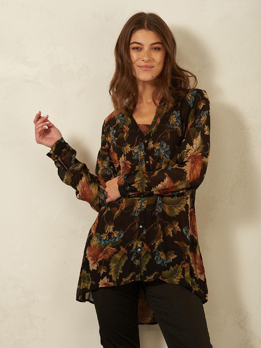 Nile - Tunika Chiffon Print - kolibri-ulm.de - Damen, Oberteile, Pulli, Pullover, Tunika, WS21