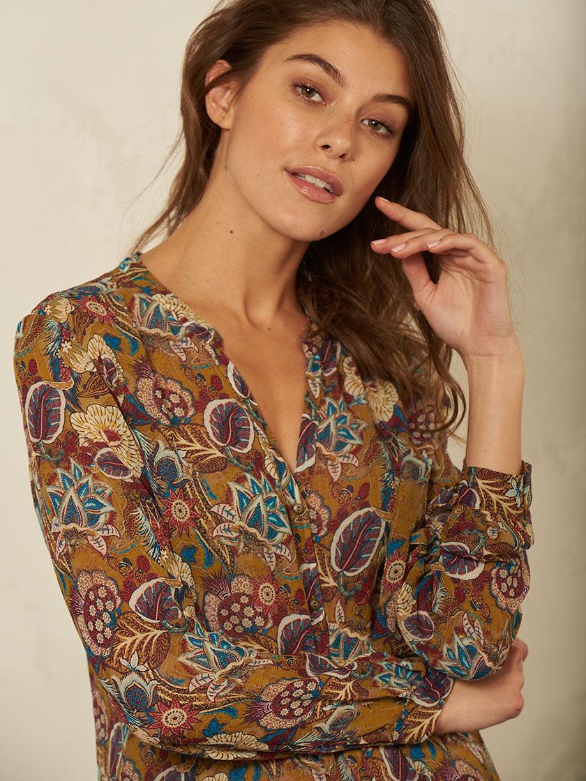 Nile - Tunika Chiffon Print - kolibri-ulm.de - Damen, Oberteile, Pulli, Pullover, Tunika, WS21