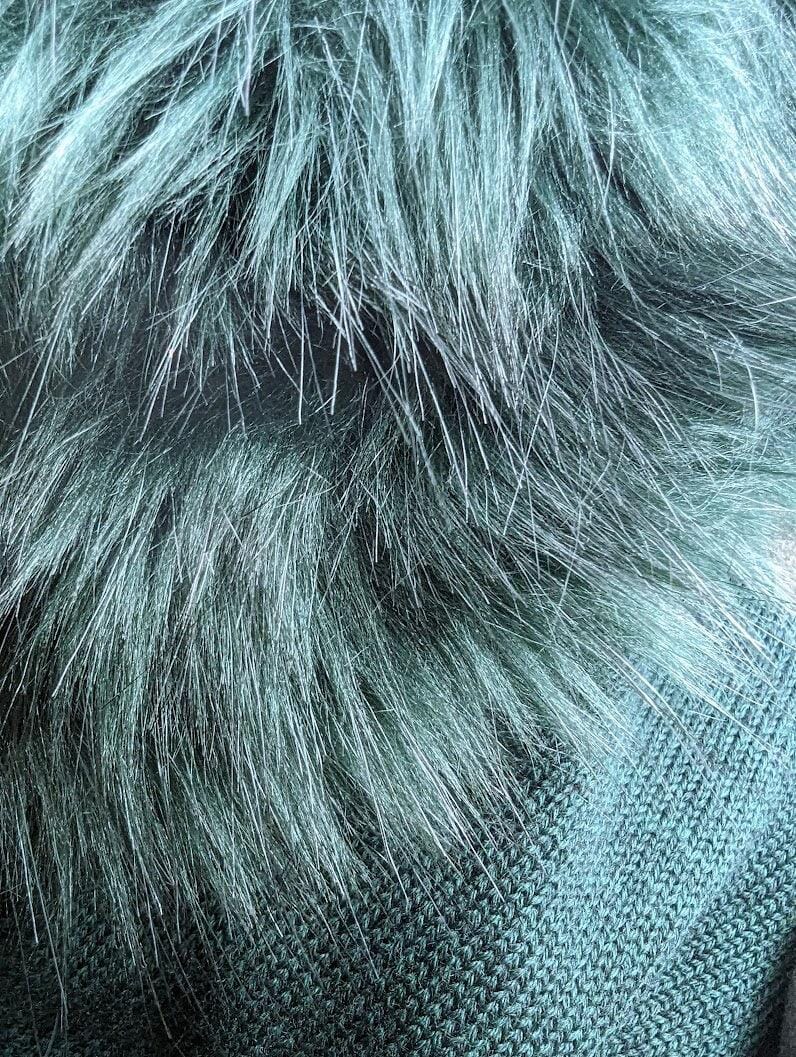 Schalhaube Strick mit Pelz Schal Gebeana 3131 waldgrün